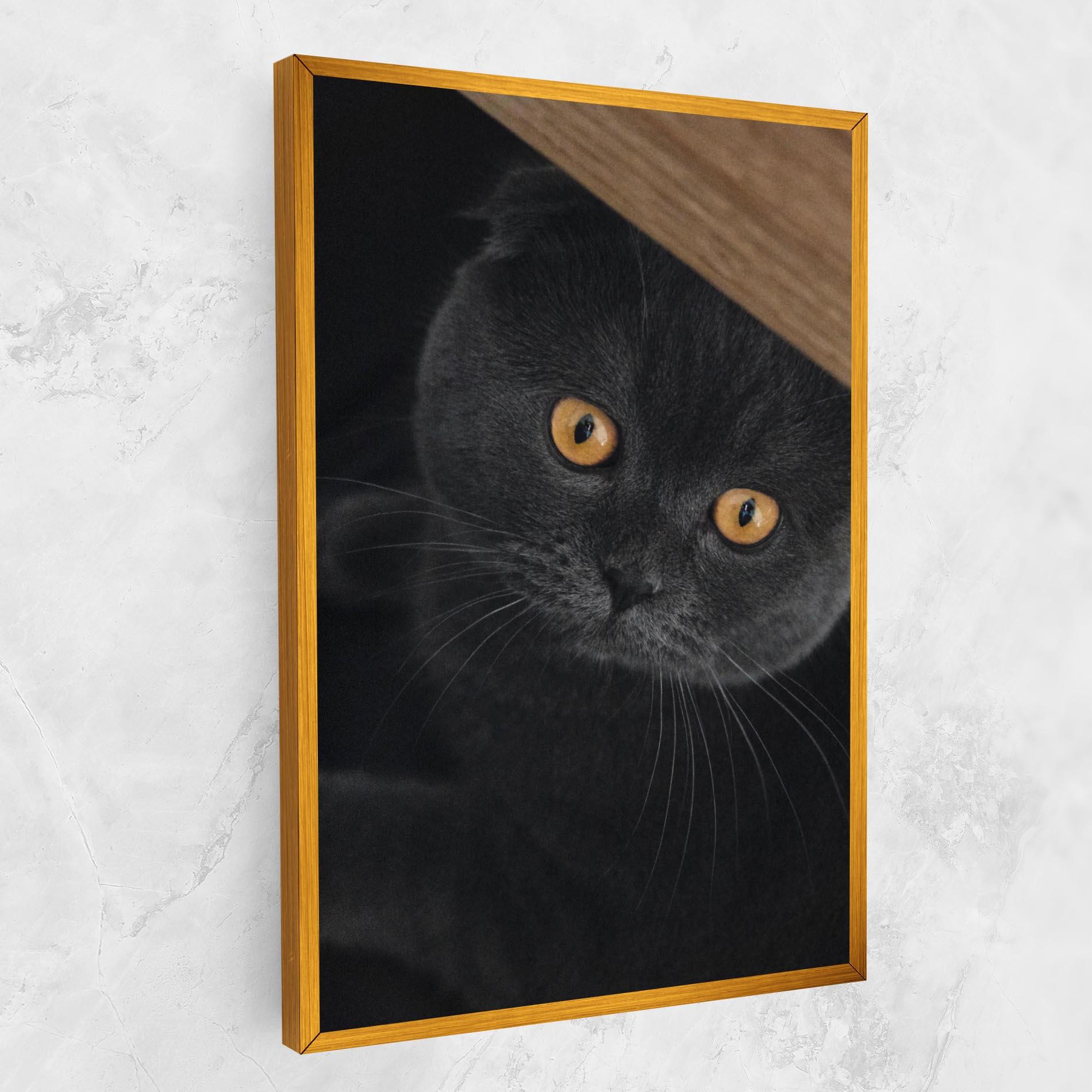 Картина на платно Grey Cat With Orange Eyes mockup 1