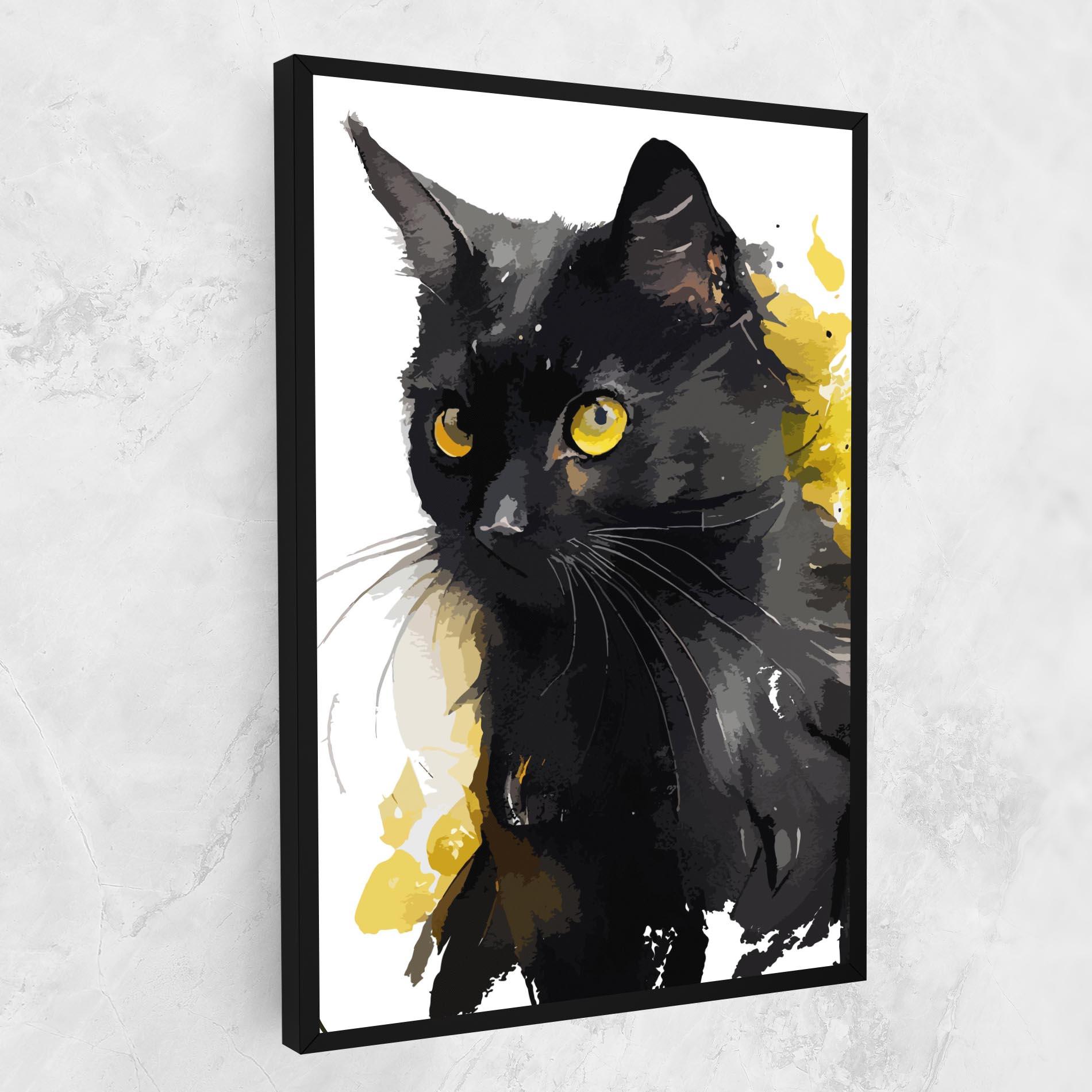 Картина на платно Beautiful Black Cat mockup 1