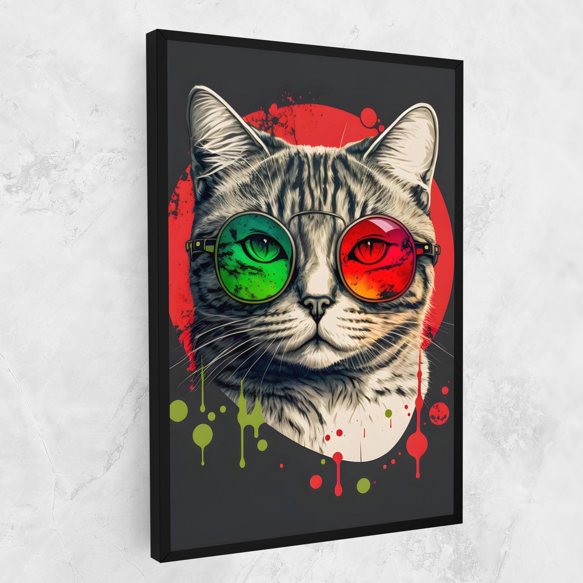 Green Red Glasses Cat mockup 1