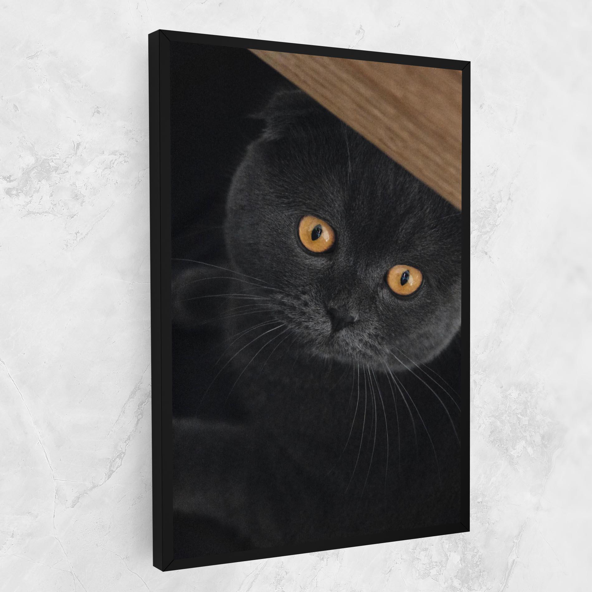 Картина на платно Grey Cat With Orange Eyes mockup 1