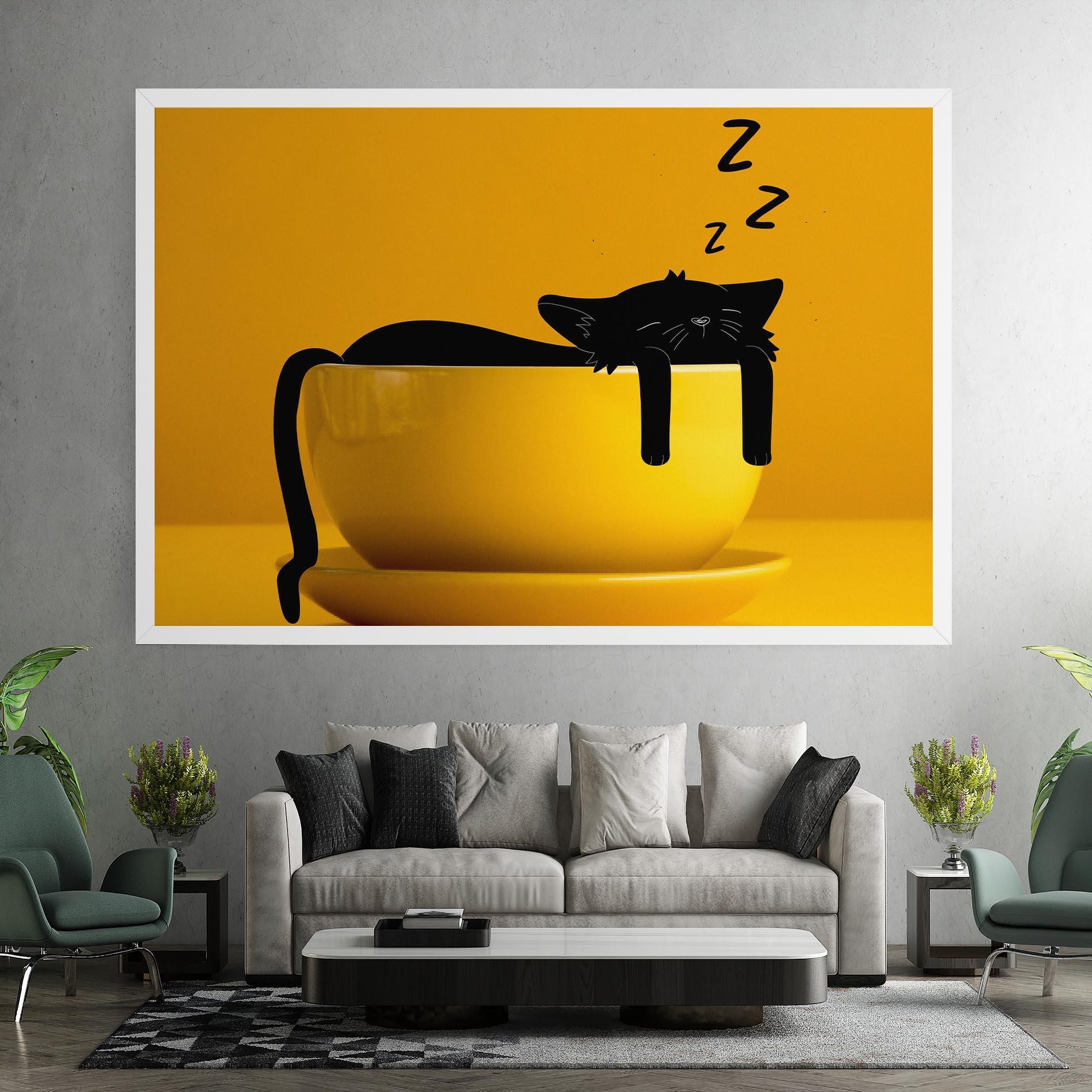 Картина на платно Cat In A Cup mockup 7