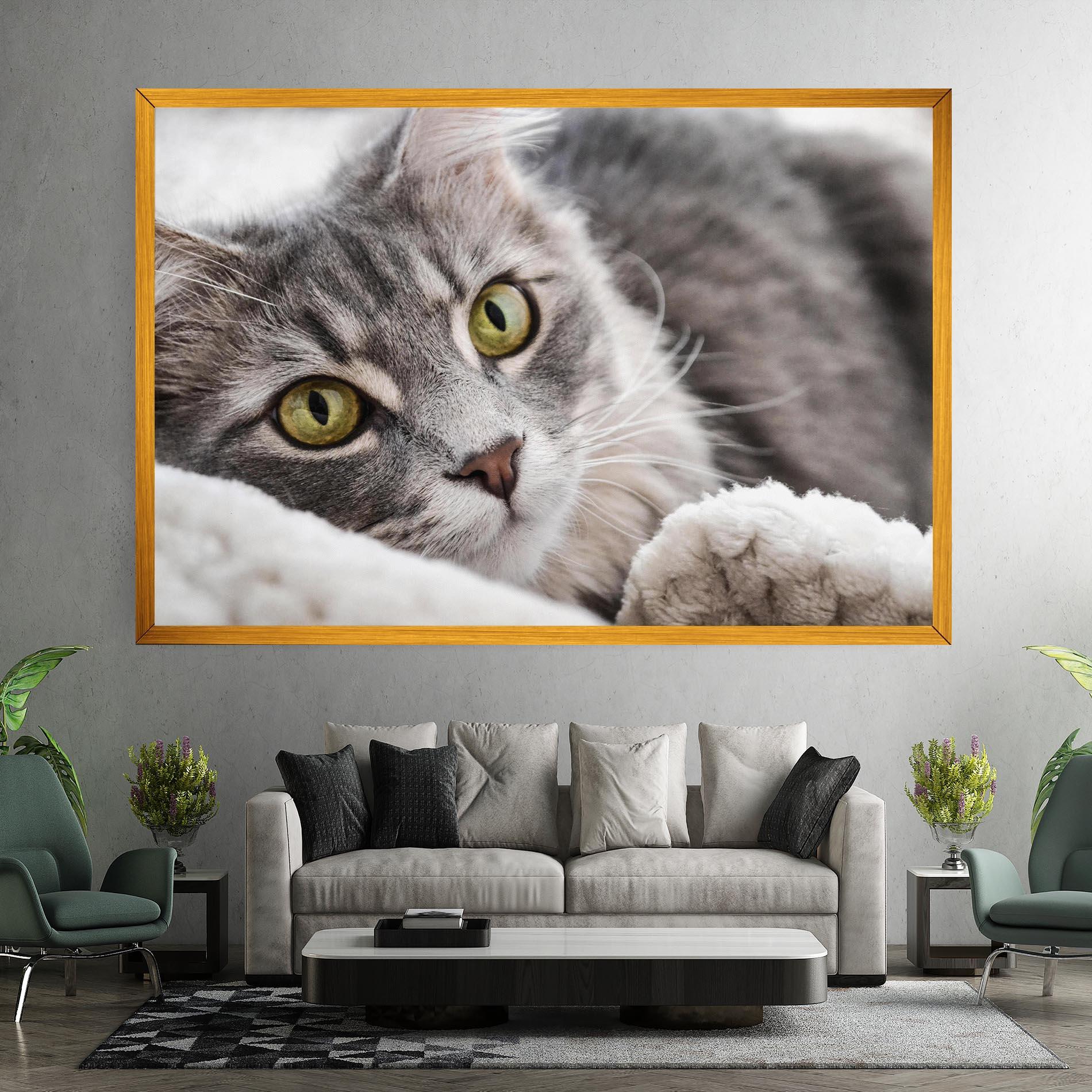 Картина на платно Grey Fluffy Cat mockup 7
