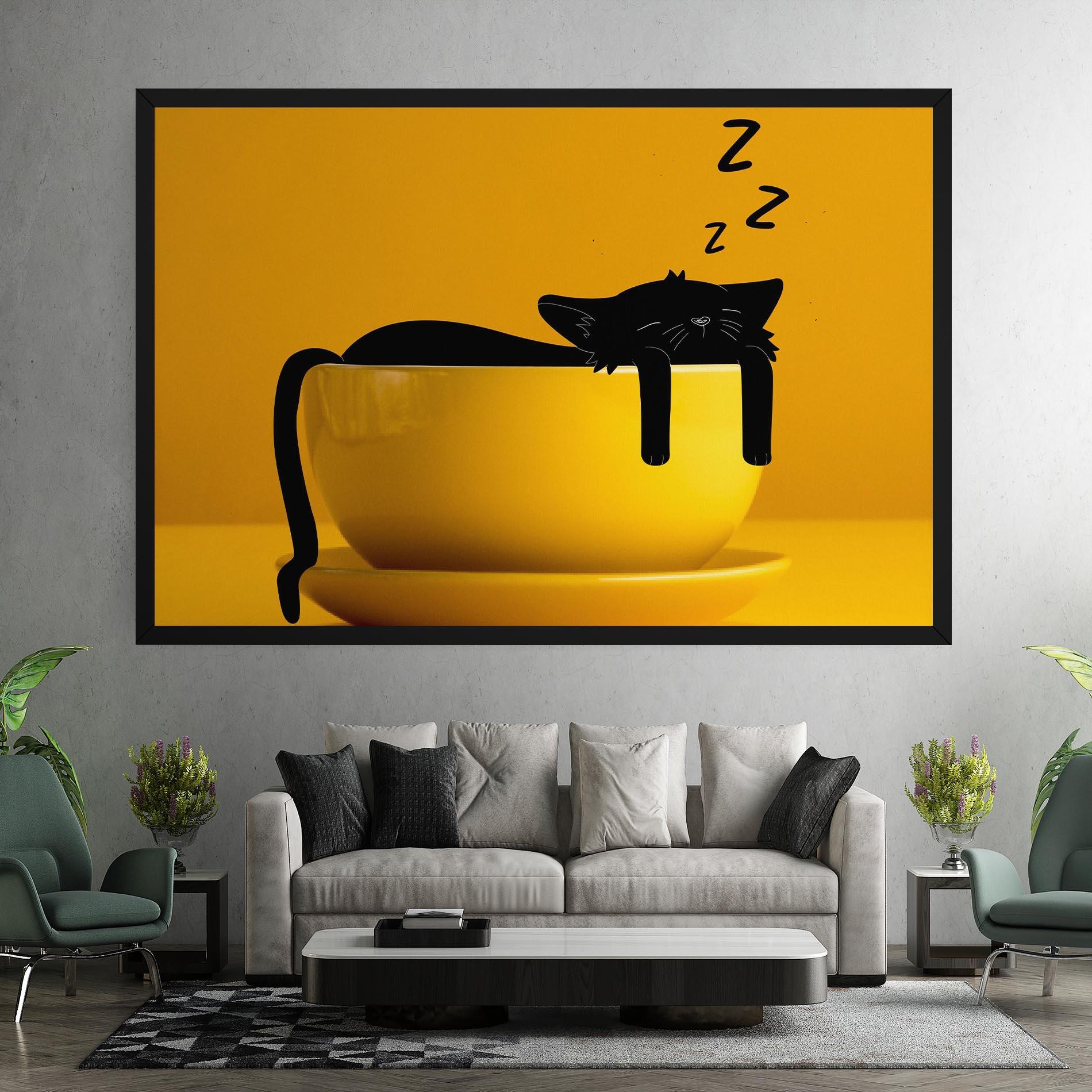 Картина на платно Cat In A Cup mockup 7