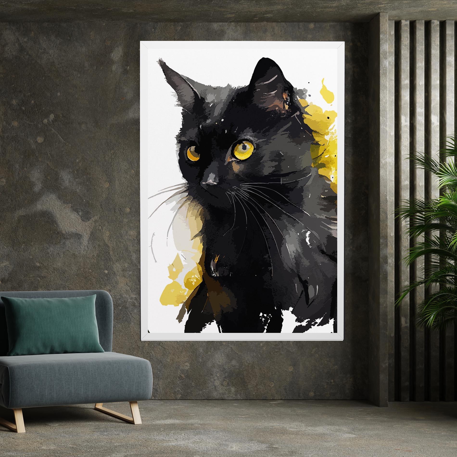 Картина на платно Beautiful Black Cat mockup 7
