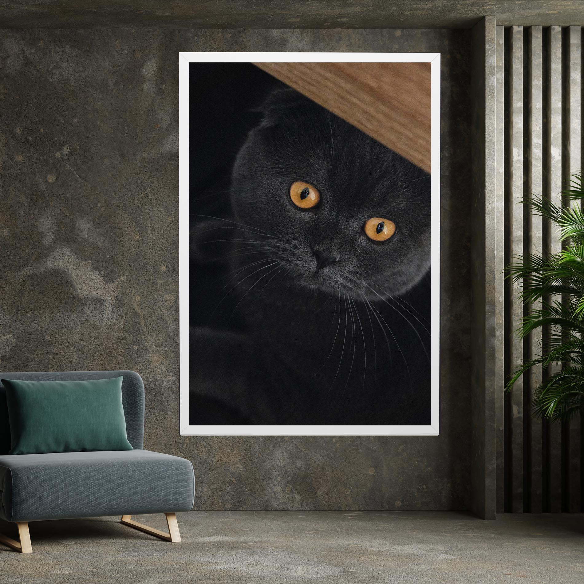 Картина на платно Grey Cat With Orange Eyes mockup 7