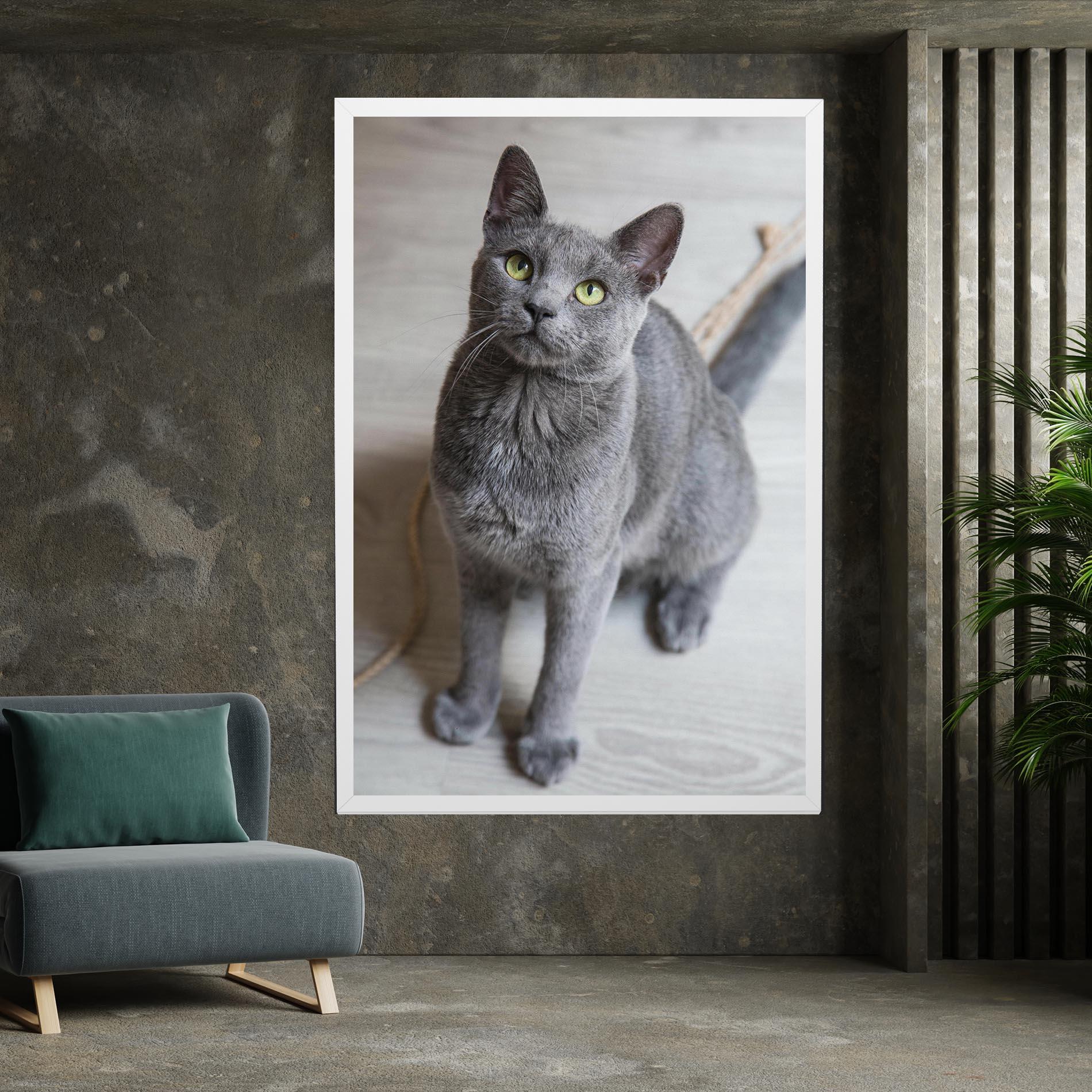 Картина на платно Grey Green Cat Eyes mockup 7