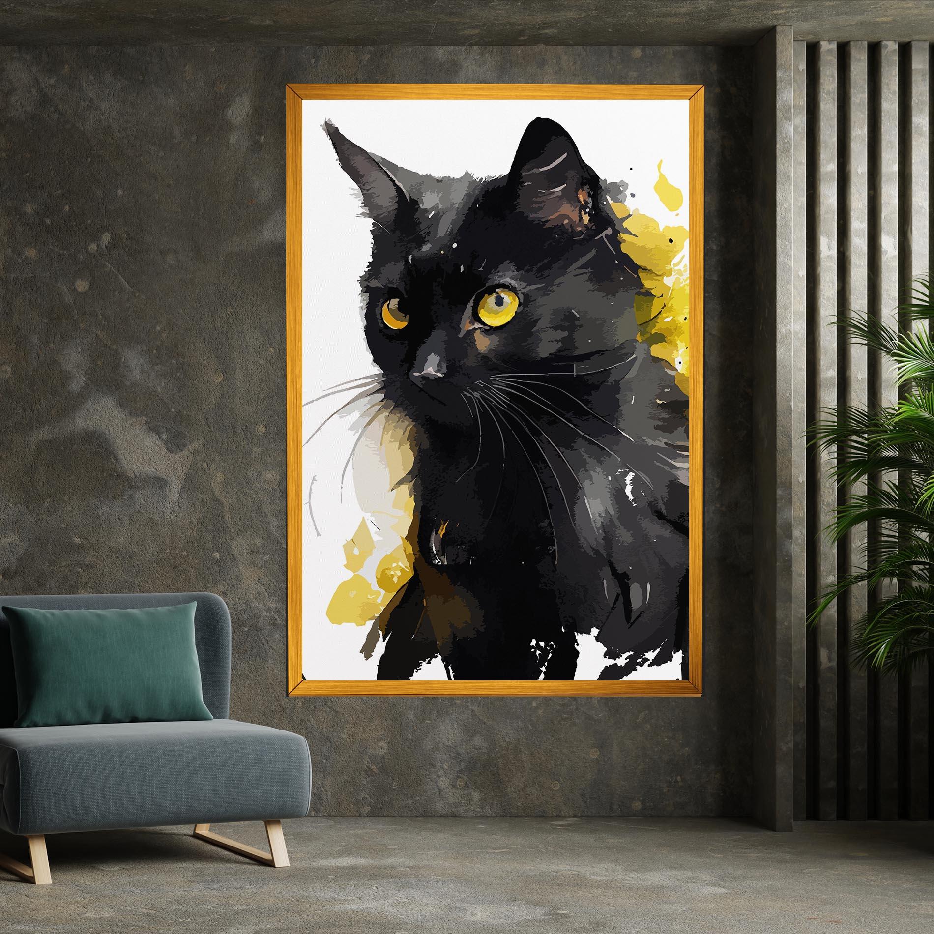 Картина на платно Beautiful Black Cat mockup 7