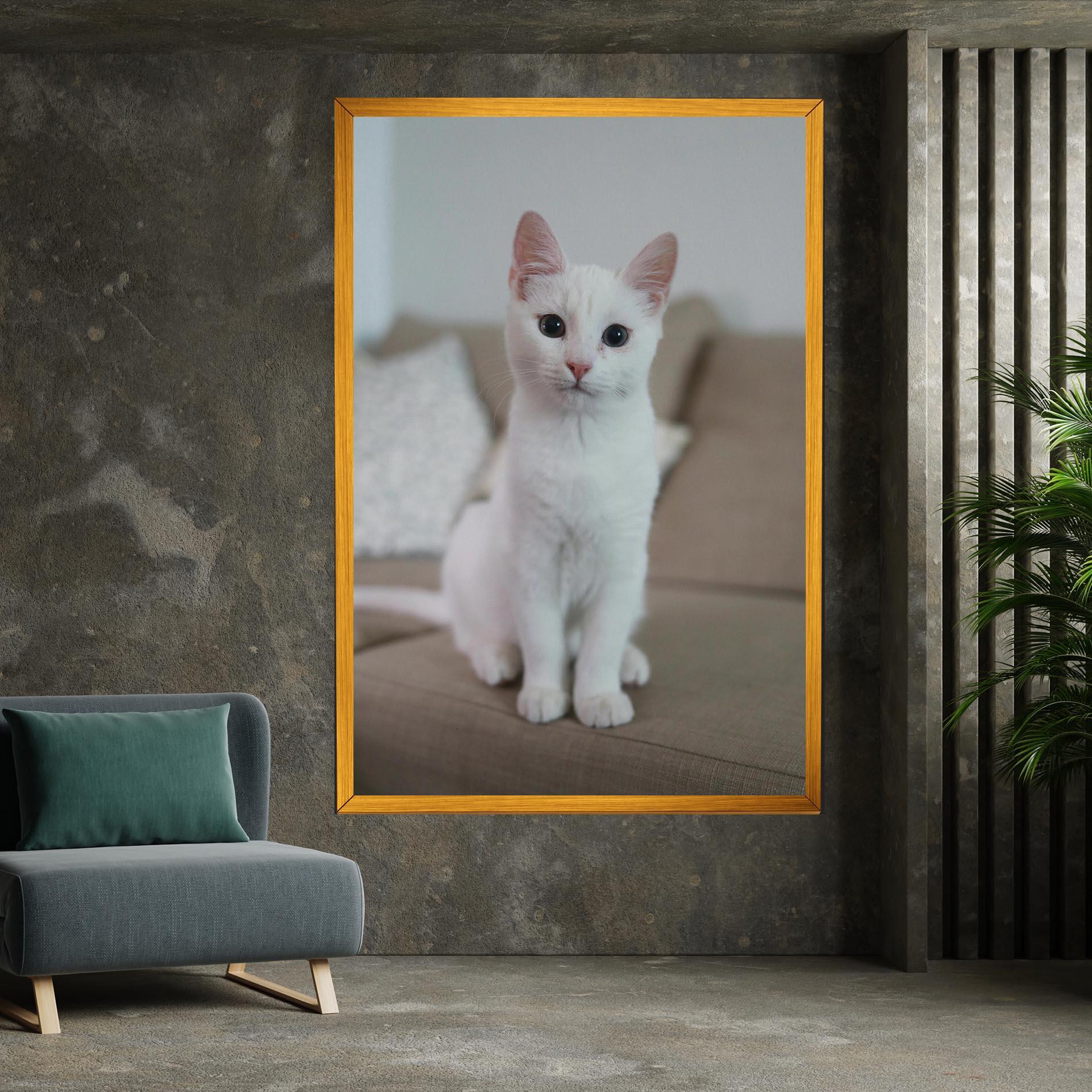 Картина на платно Beautiful White Cat mockup 7
