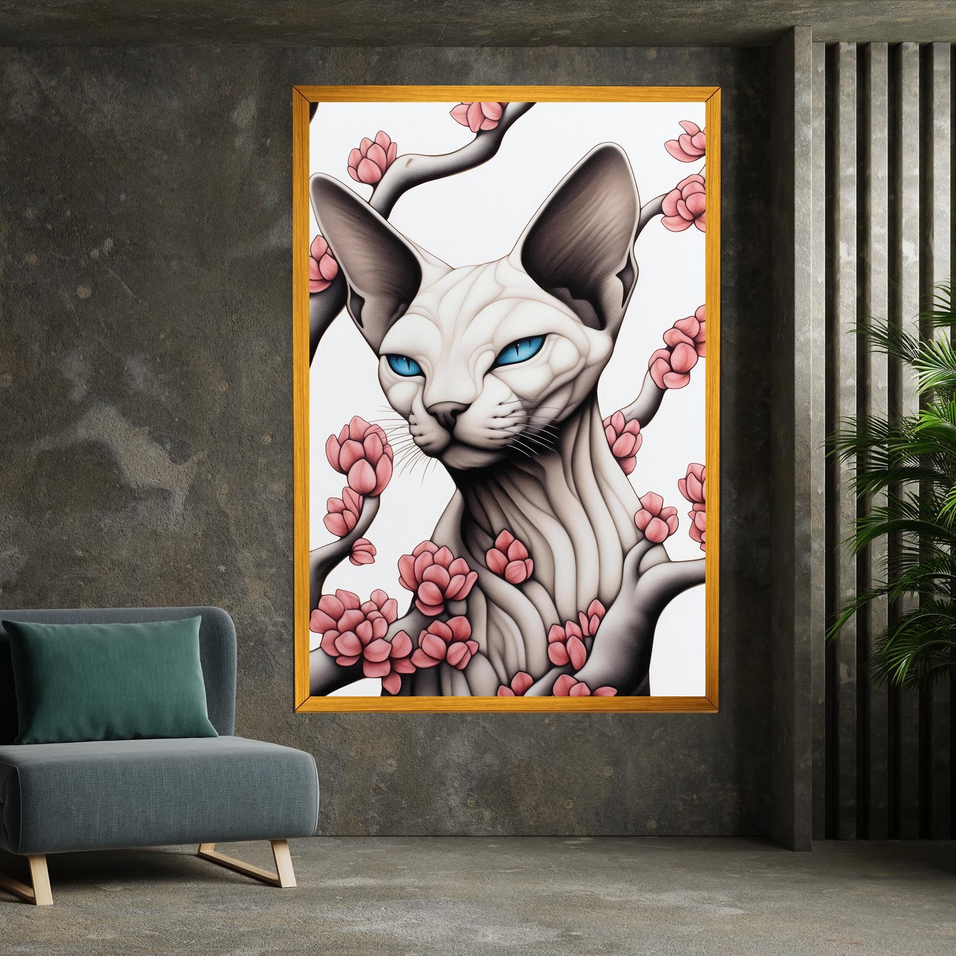 Blue Eyes Cat Drawing mockup 7