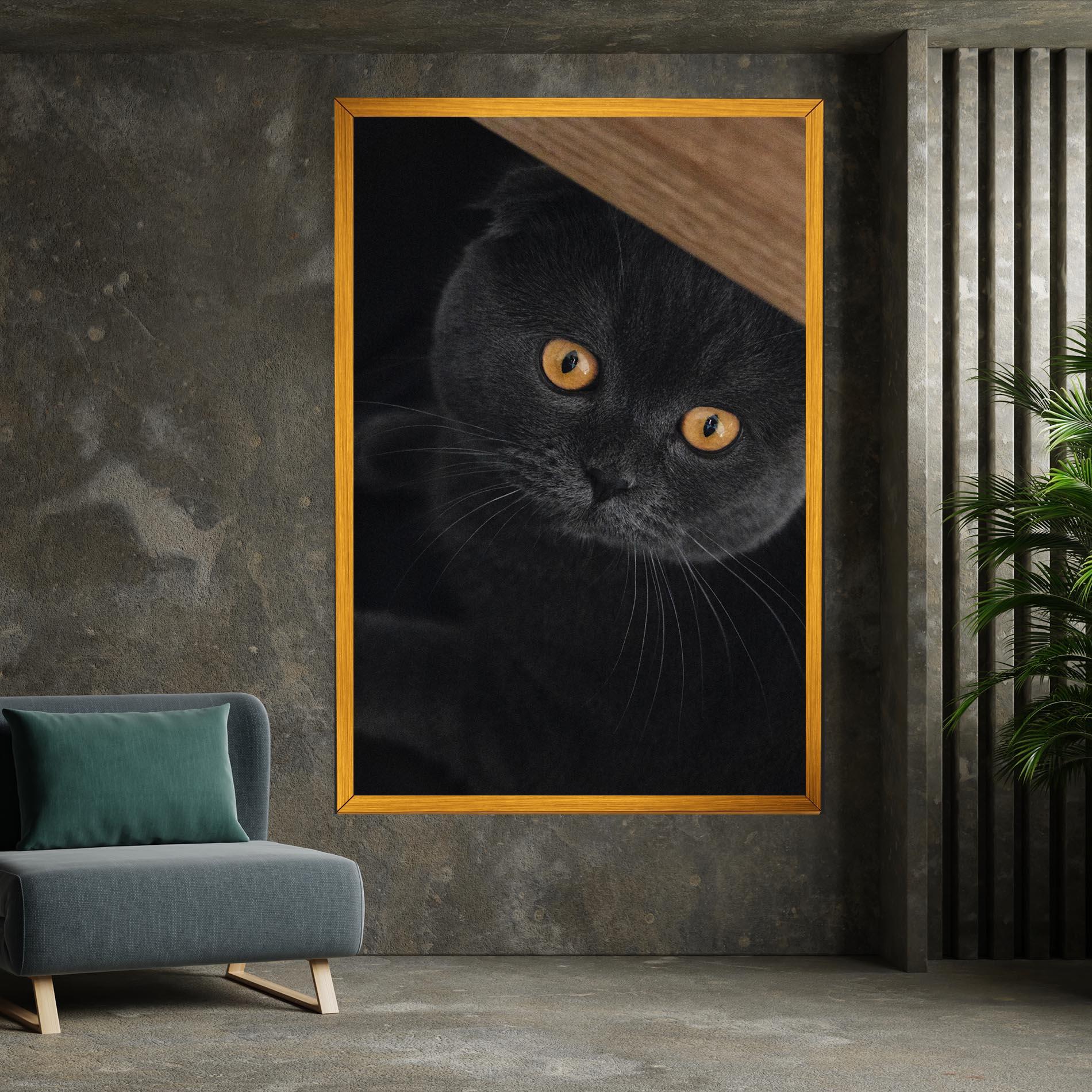 Картина на платно Grey Cat With Orange Eyes mockup 7