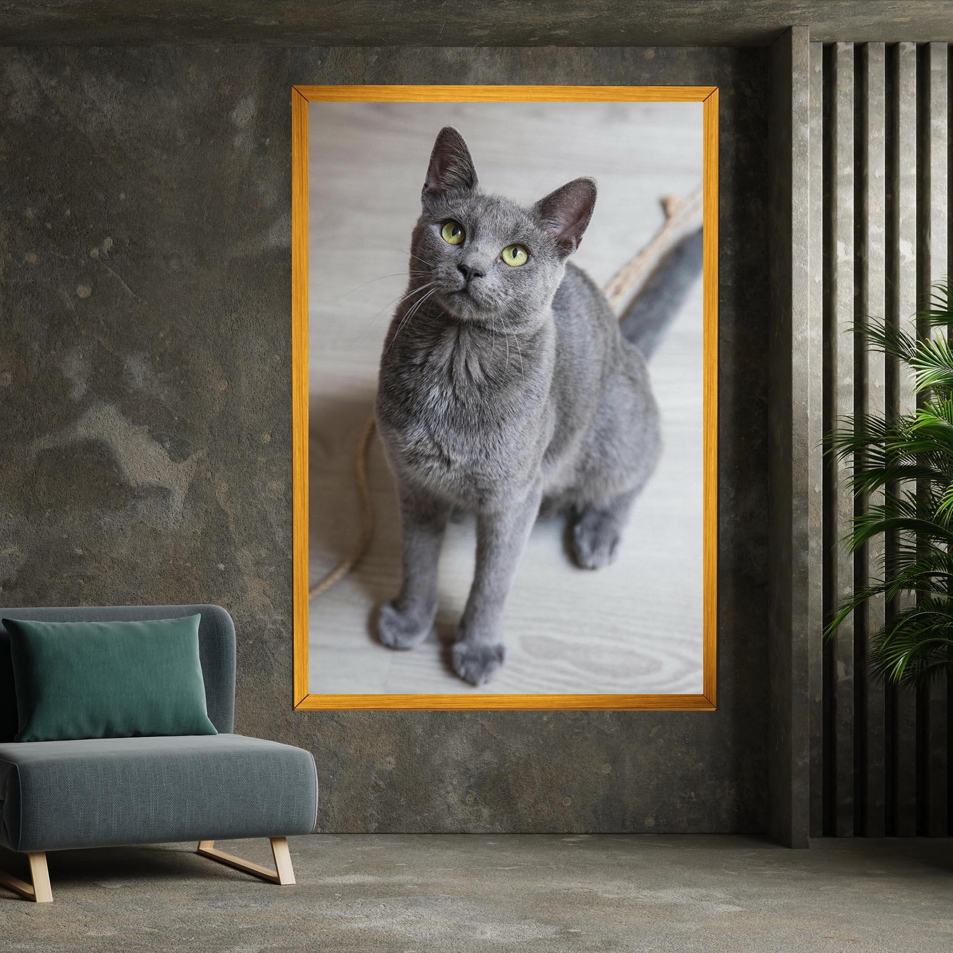 Картина на платно Grey Green Cat Eyes mockup 7