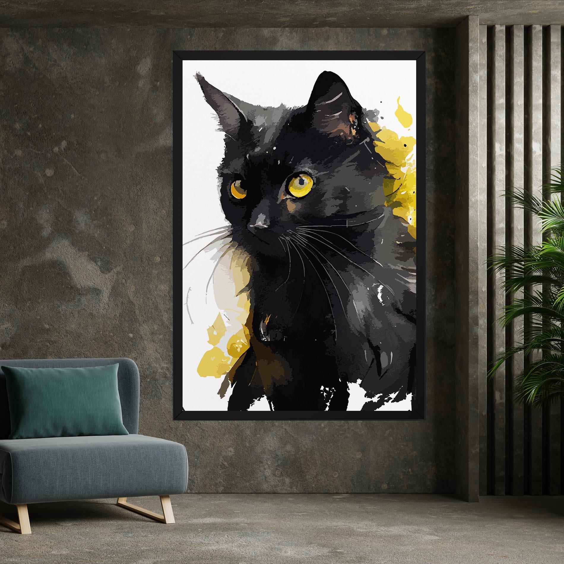 Картина на платно Beautiful Black Cat mockup 7