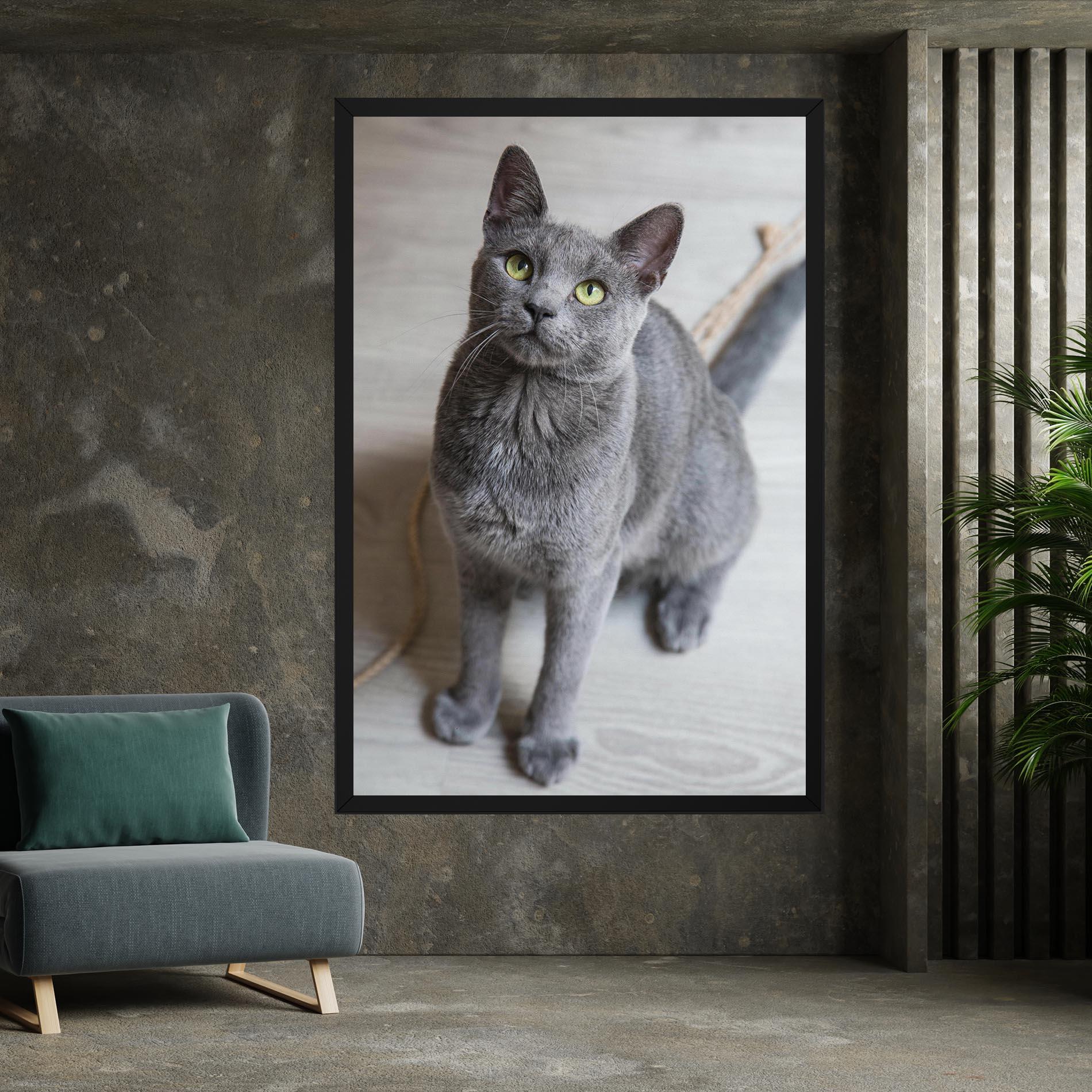 Картина на платно Grey Green Cat Eyes mockup 7