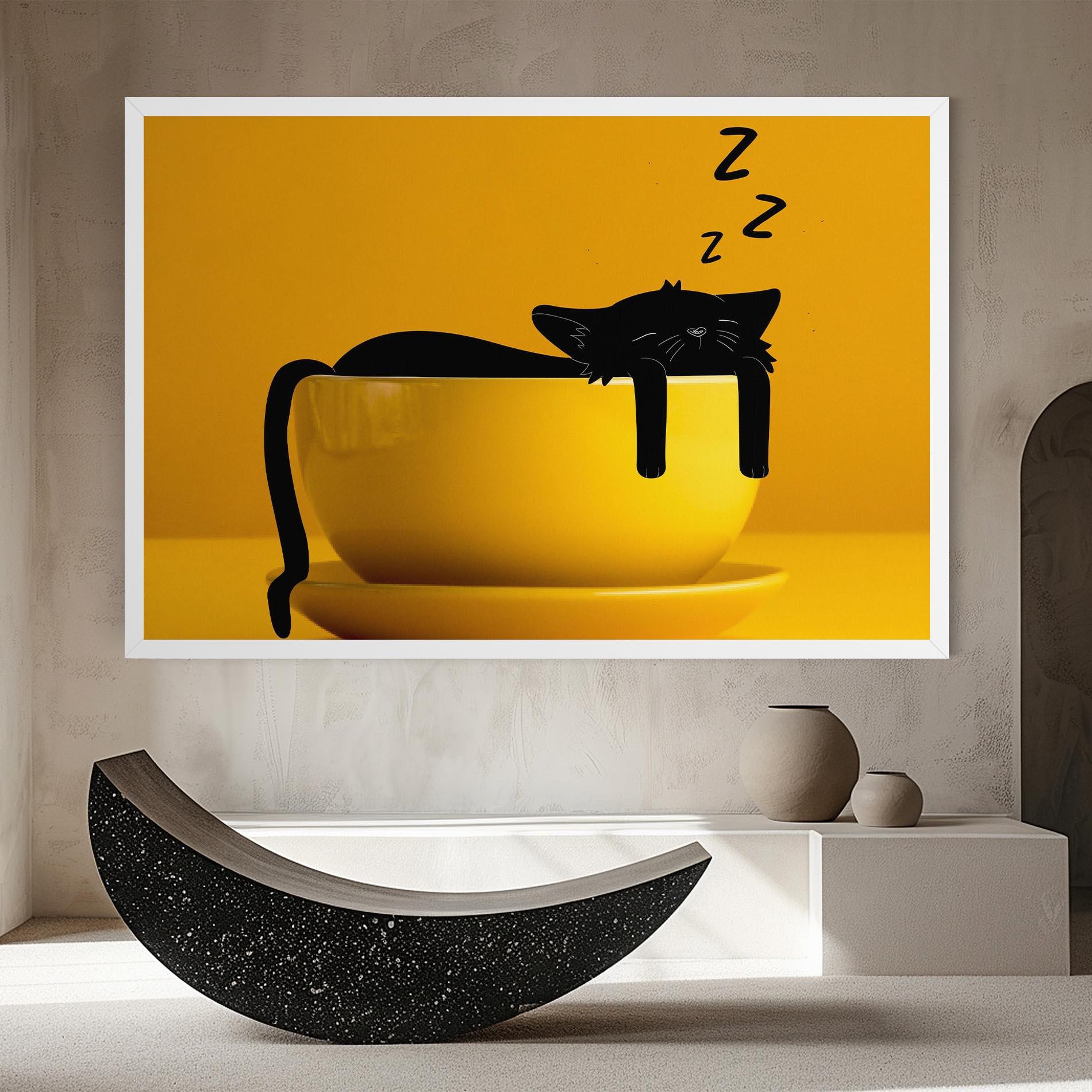 Картина на платно Cat In A Cup mockup 8