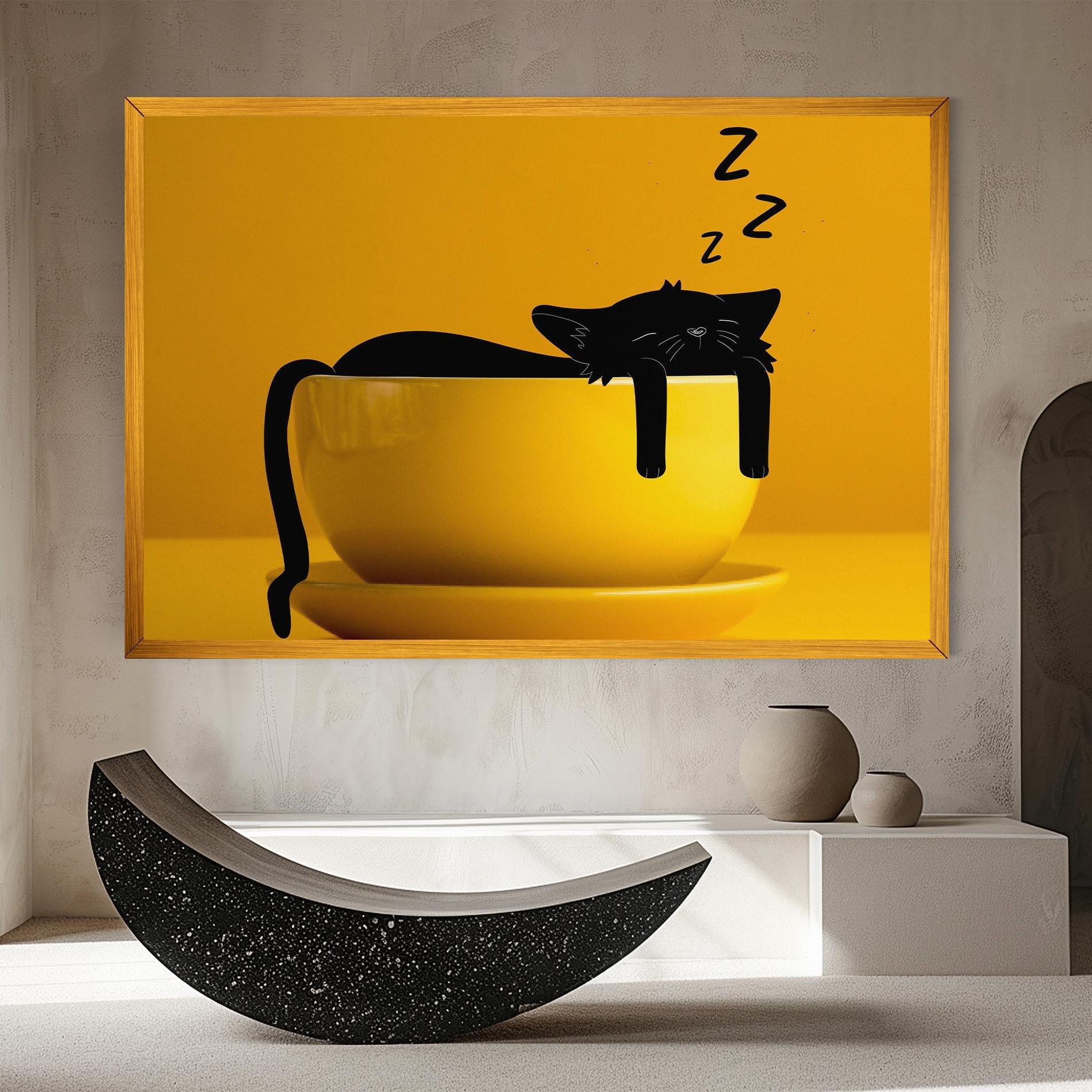 Картина на платно Cat In A Cup mockup 8