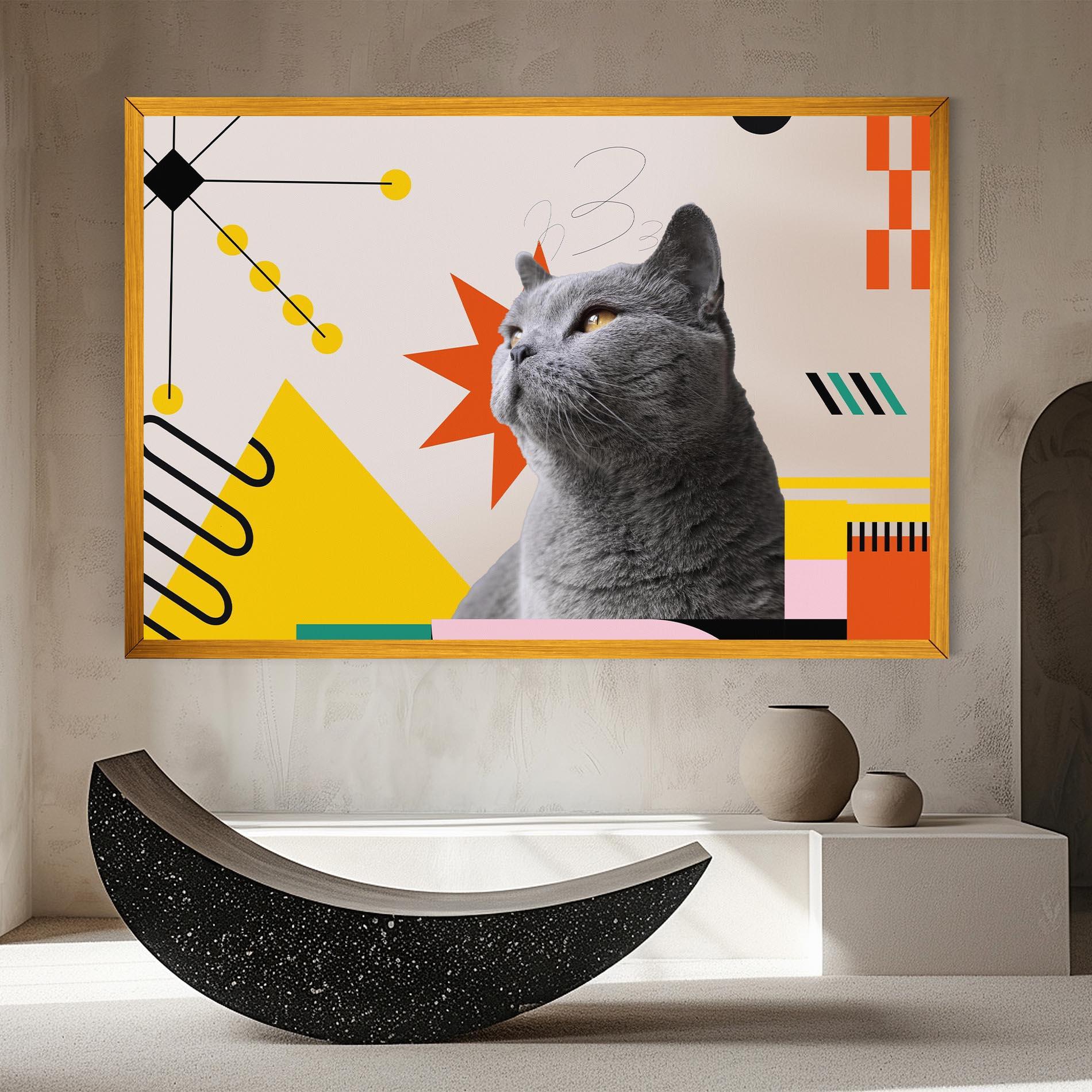 Картина на платно Colorful Graphic Cat mockup 8