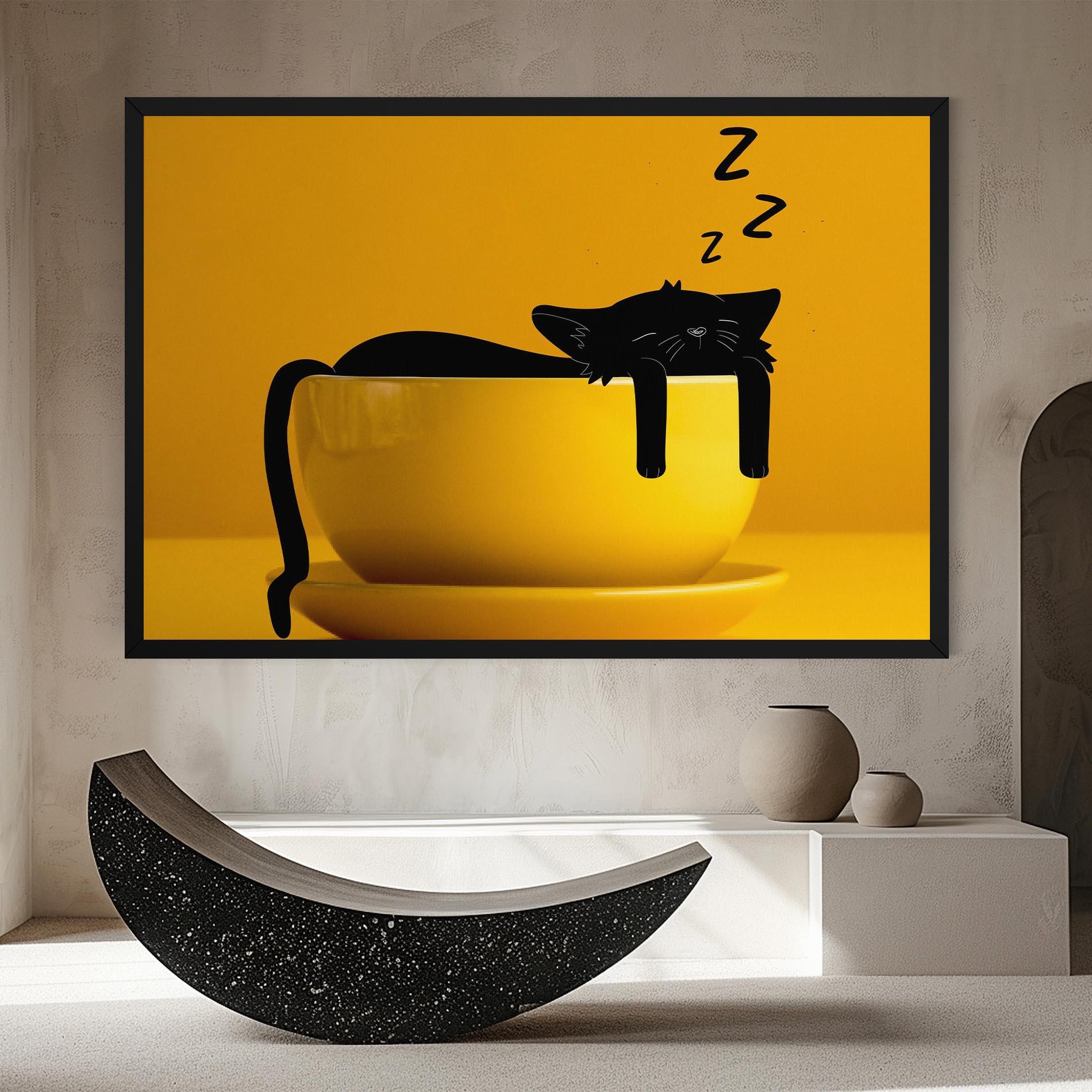 Картина на платно Cat In A Cup mockup 8