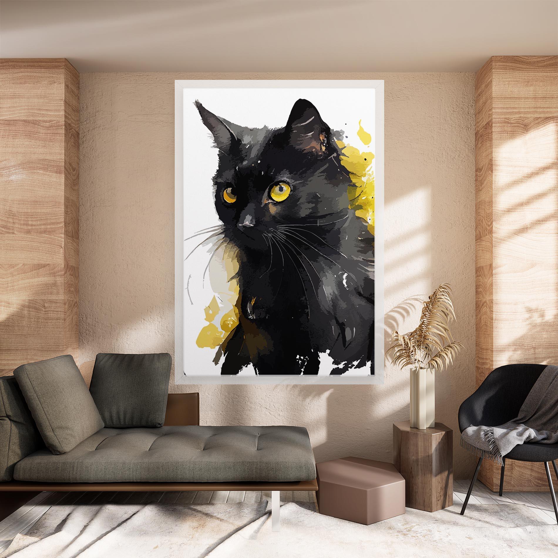 Картина на платно Beautiful Black Cat mockup 8