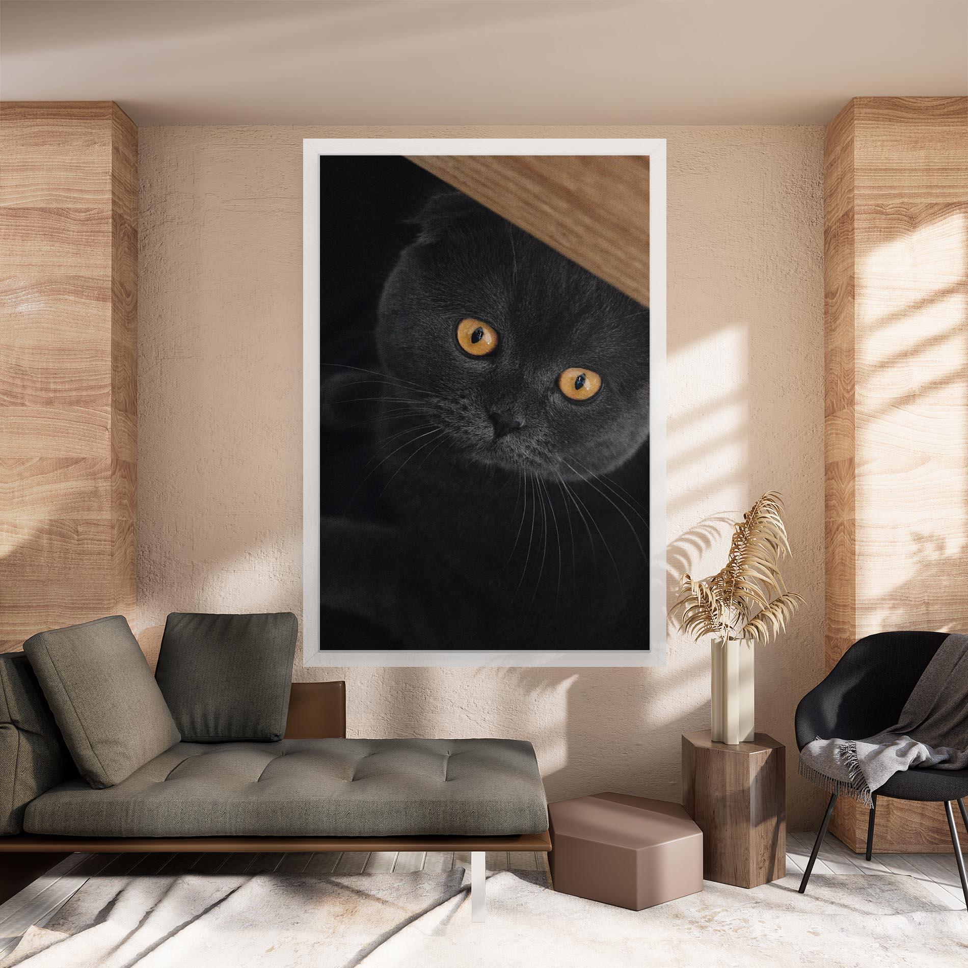 Картина на платно Grey Cat With Orange Eyes mockup 8