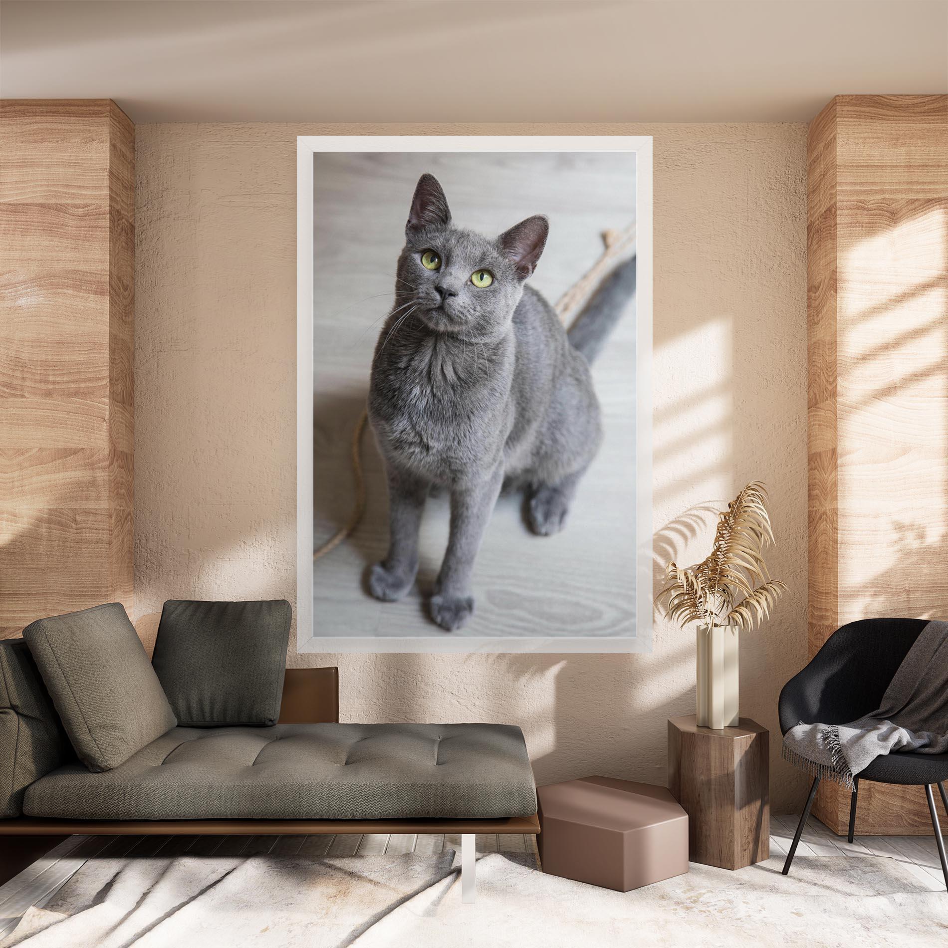 Картина на платно Grey Green Cat Eyes mockup 8