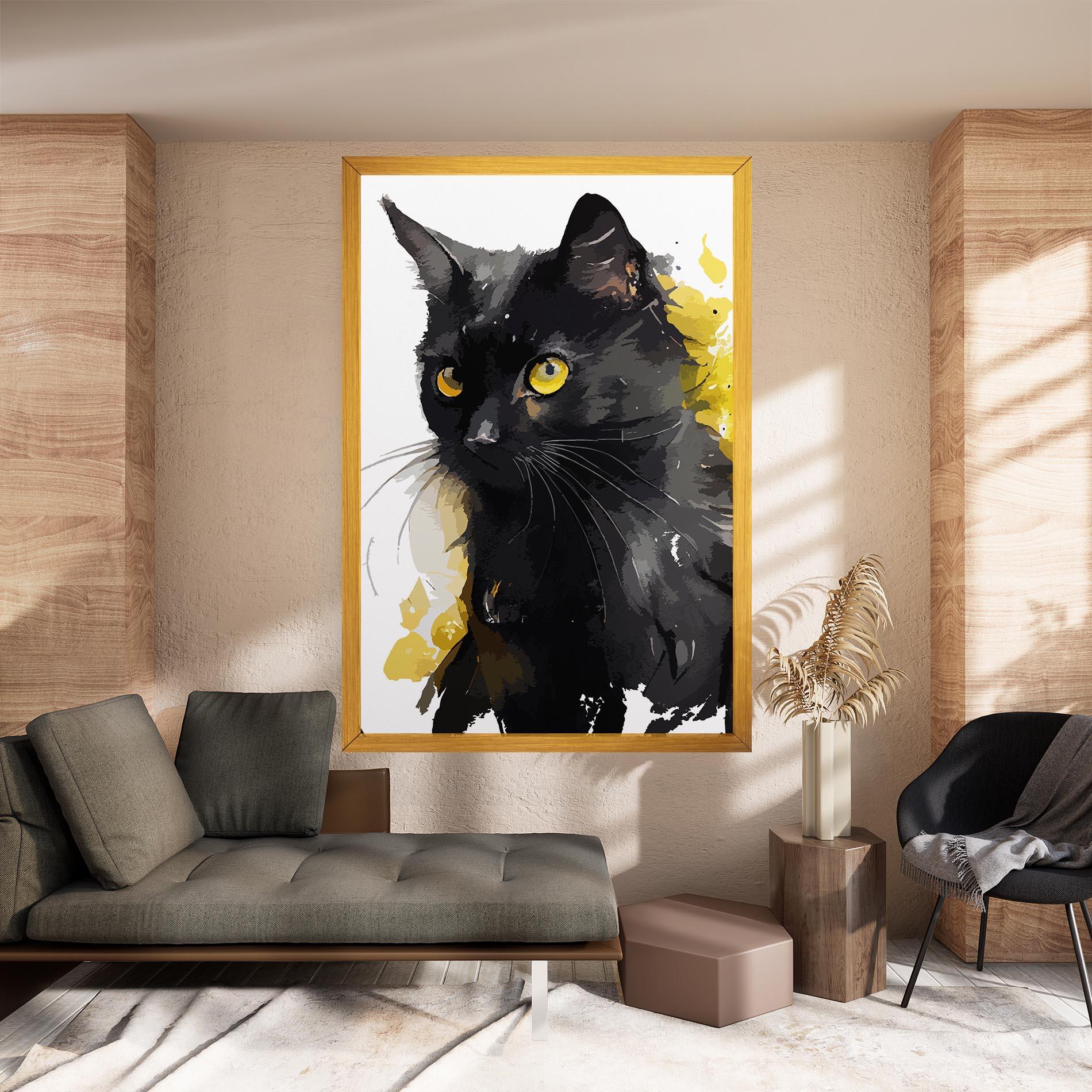 Картина на платно Beautiful Black Cat mockup 8