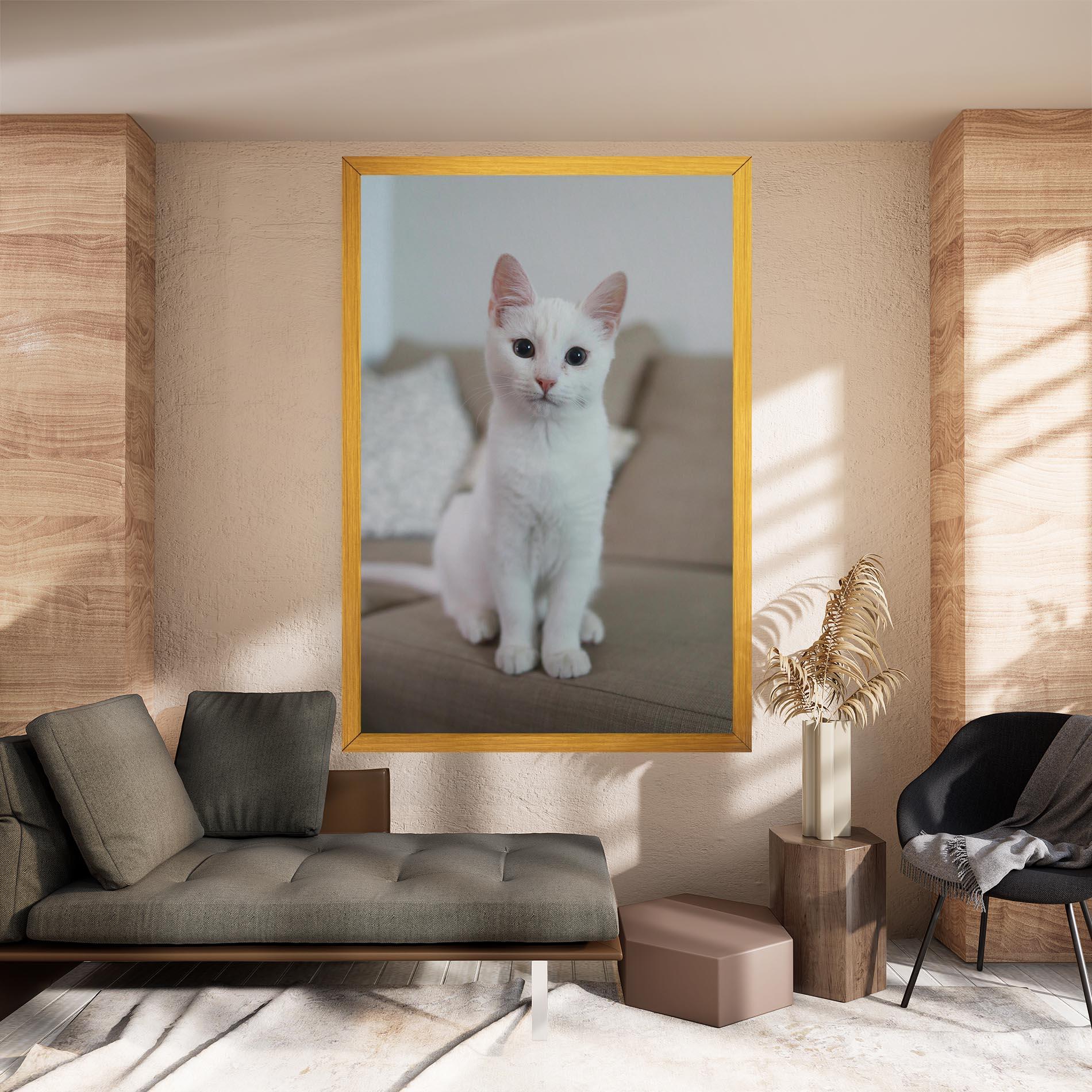 Картина на платно Beautiful White Cat mockup 8