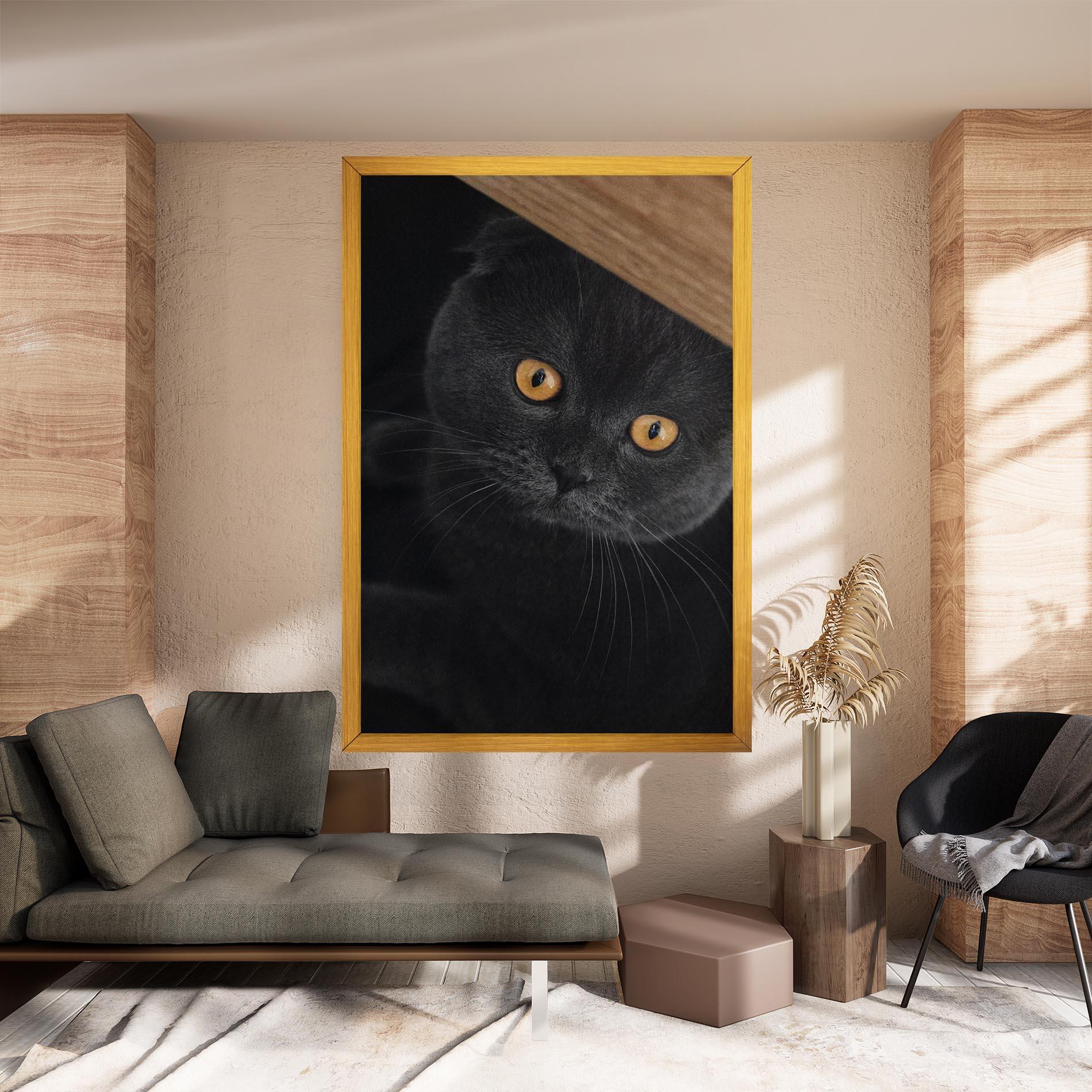 Картина на платно Grey Cat With Orange Eyes mockup 8