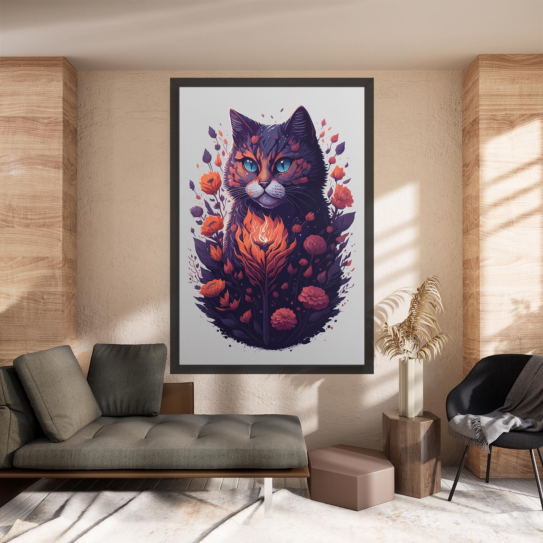 Картина на платно Fire Cat mockup 8