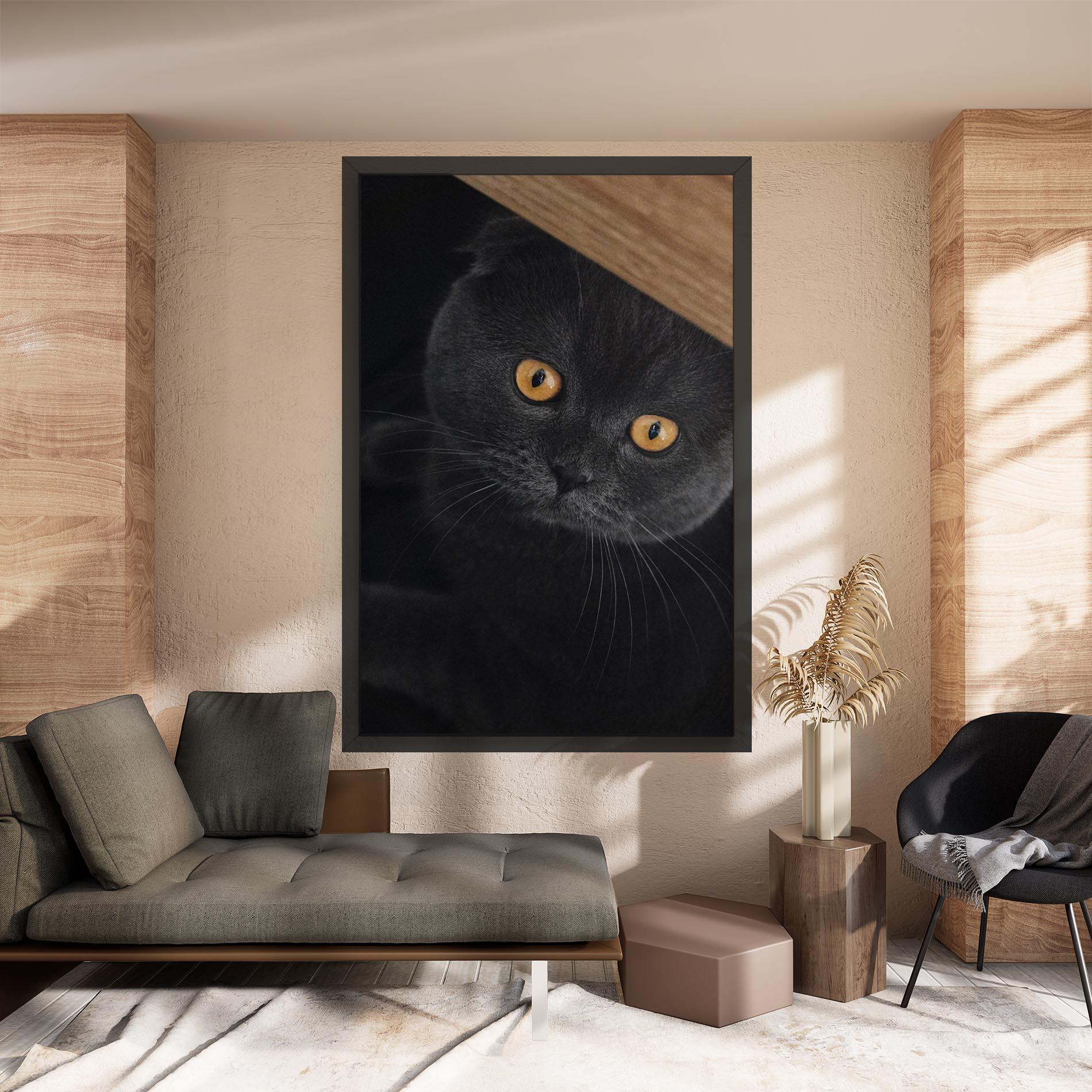 Картина на платно Grey Cat With Orange Eyes mockup 8