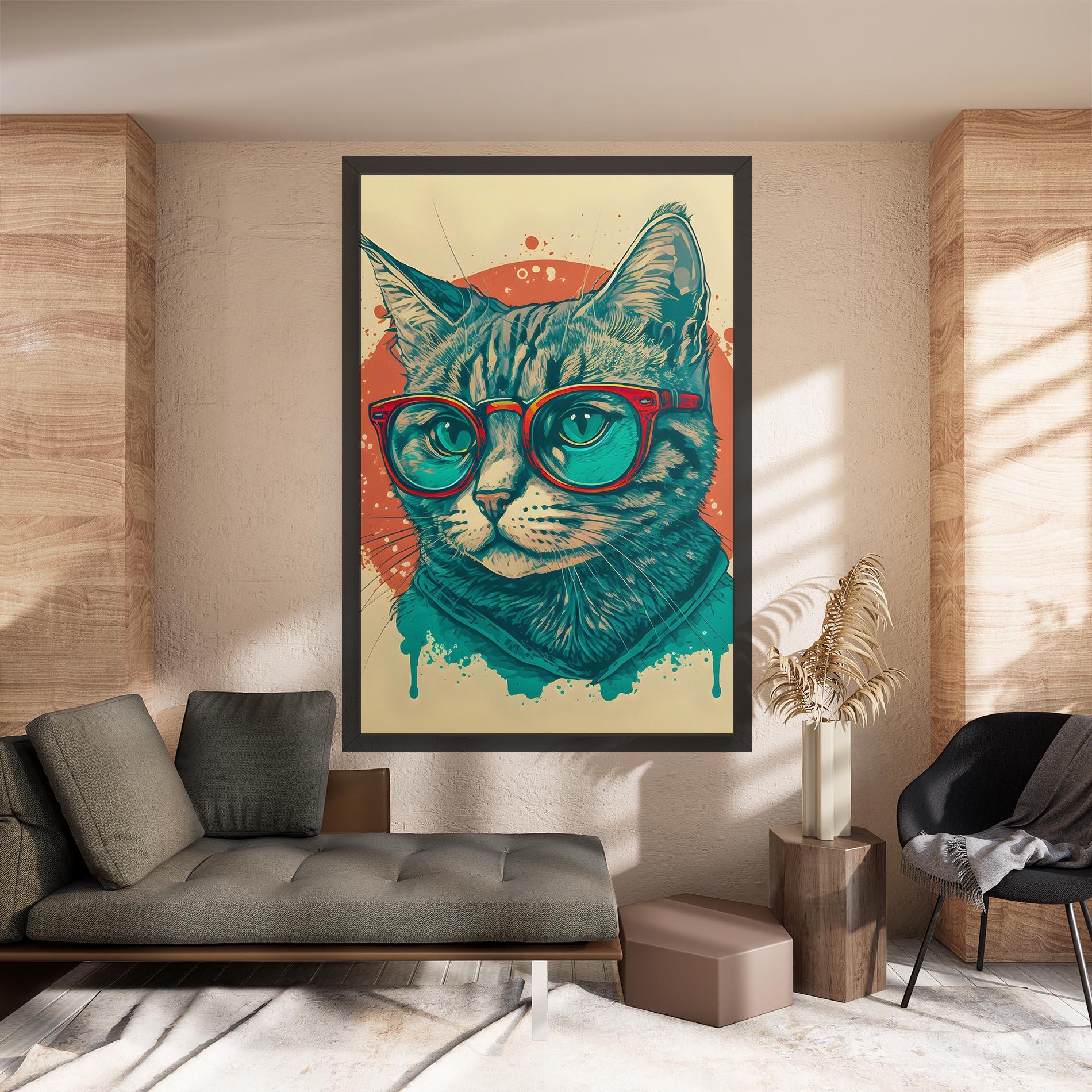 Картина на платно Red Glasses Cat mockup 8