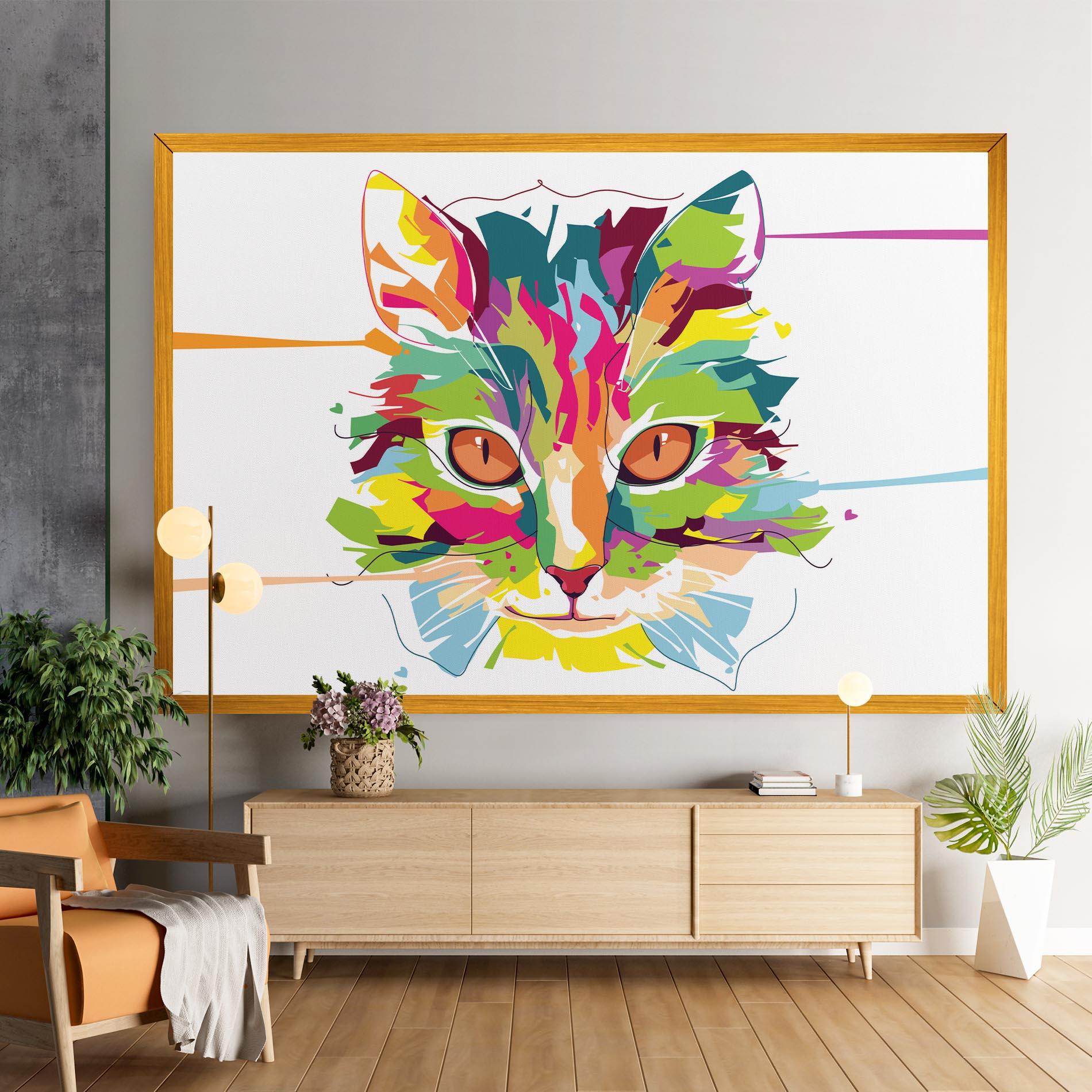 Картина на платно Cat Art Close Up mockup 9