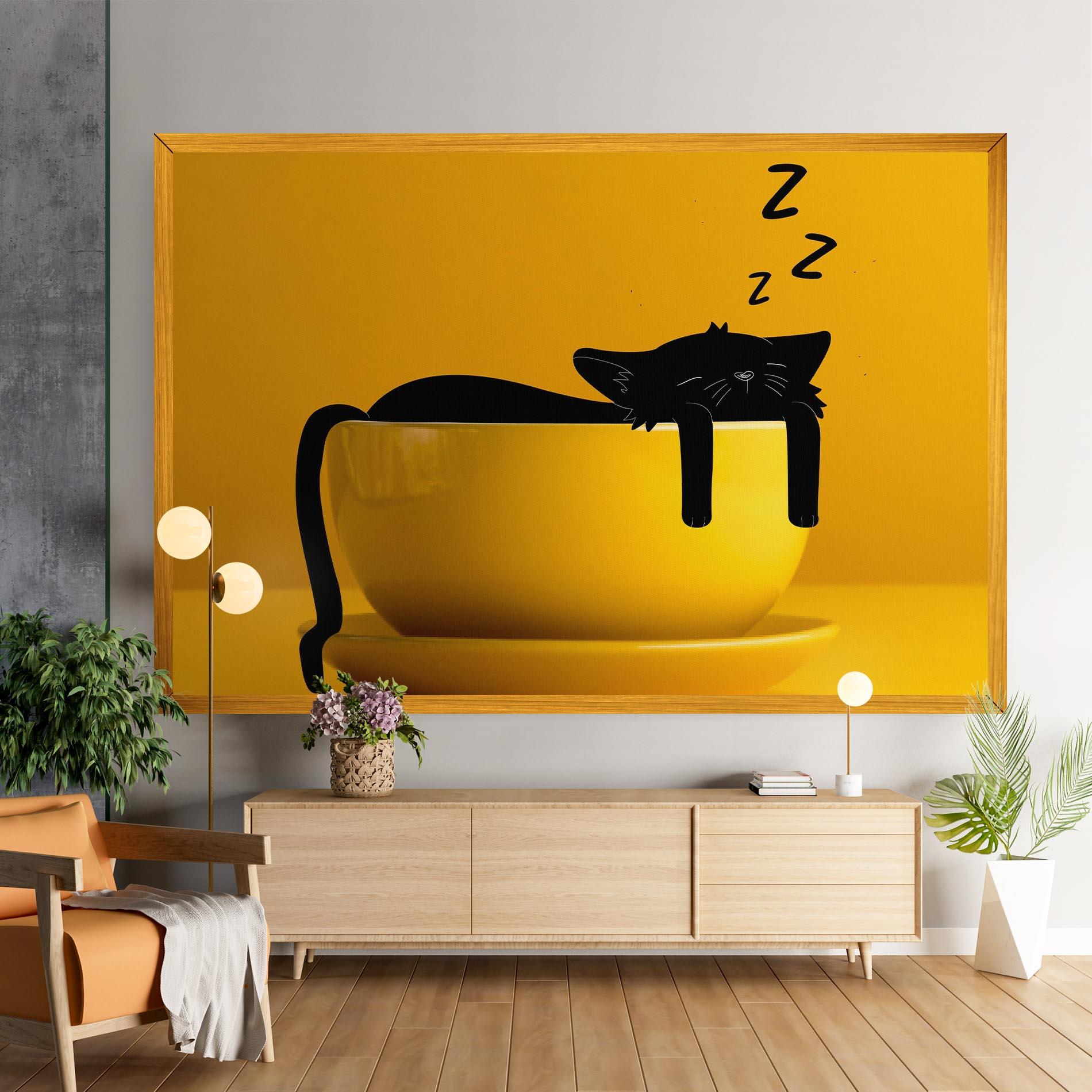 Картина на платно Cat In A Cup mockup 9