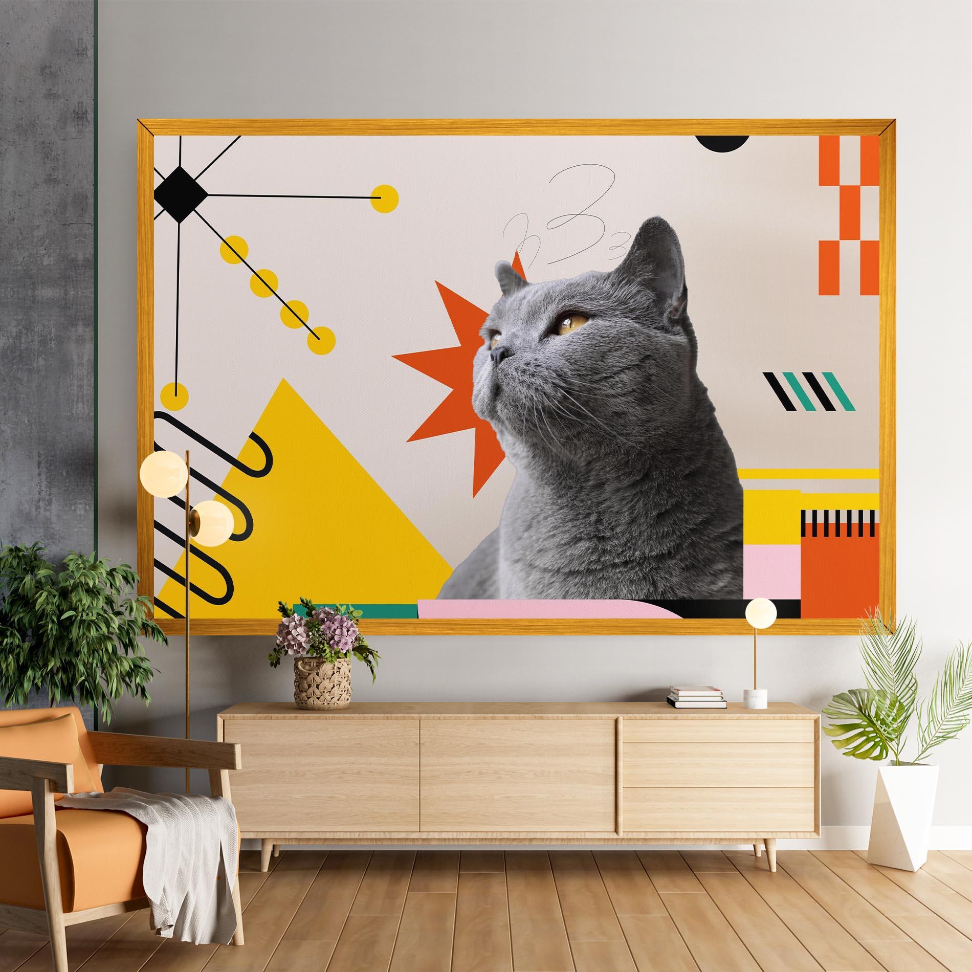 Картина на платно Colorful Graphic Cat mockup 9
