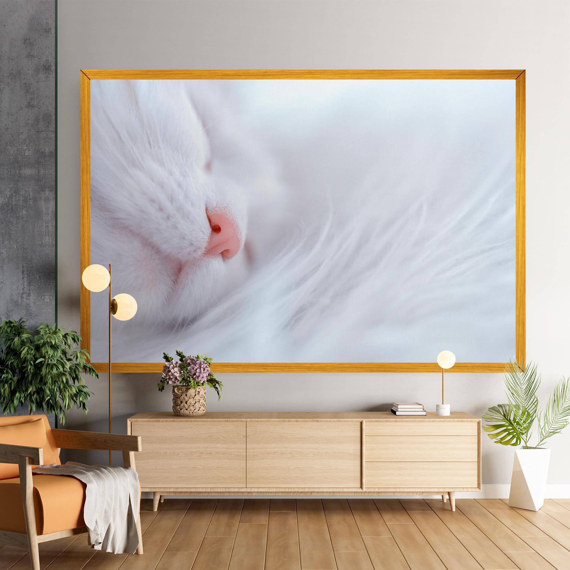 Картина на платно Dreamy White Cat mockup 9