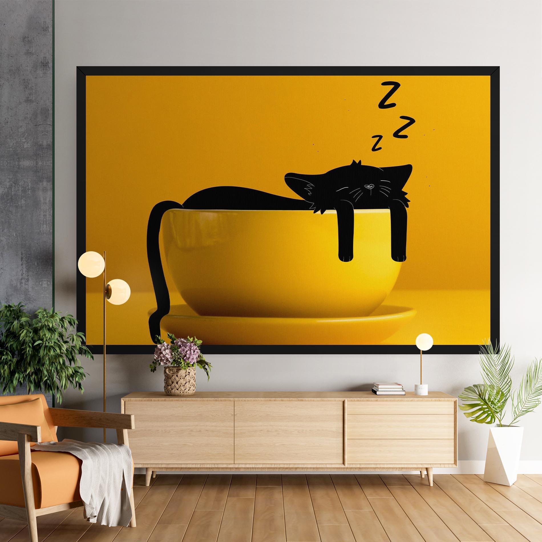 Картина на платно Cat In A Cup mockup 9