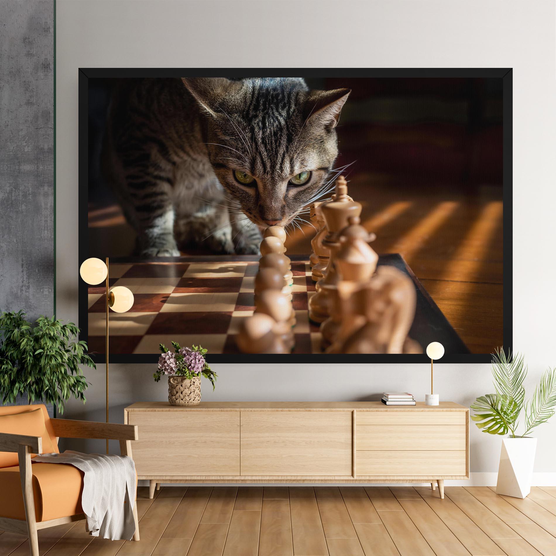 Картина на платно Chess Cat mockup 9
