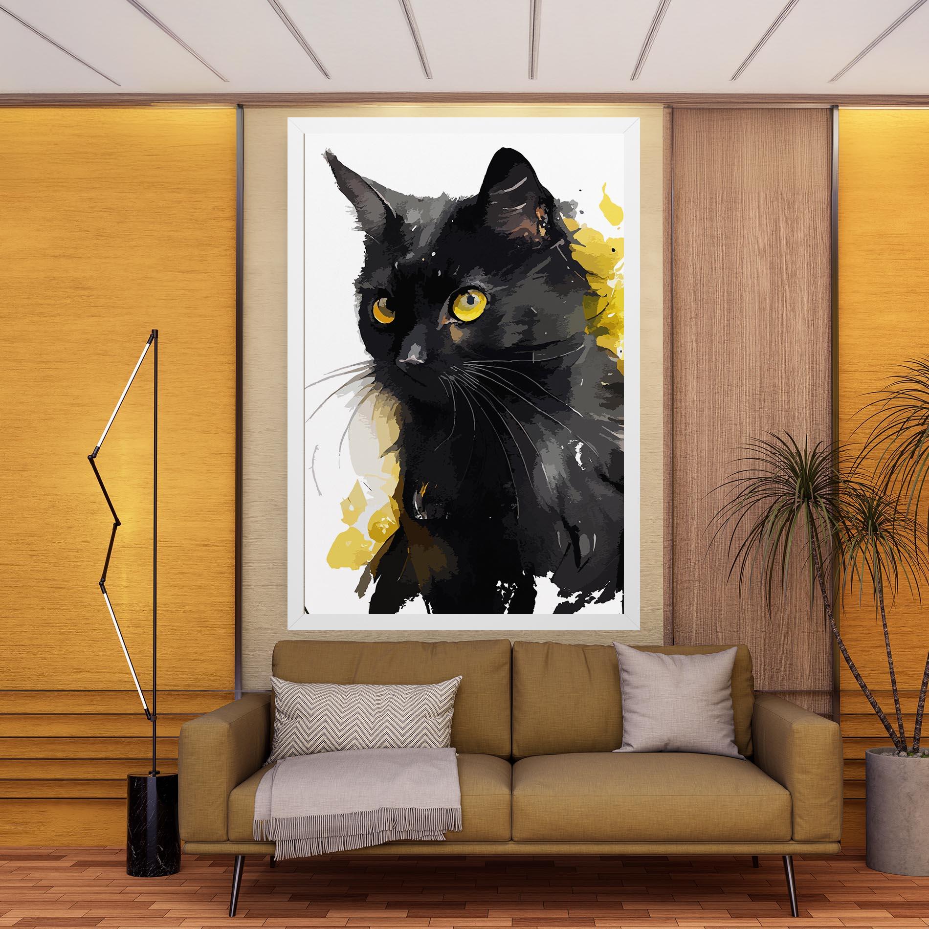 Картина на платно Beautiful Black Cat mockup 9