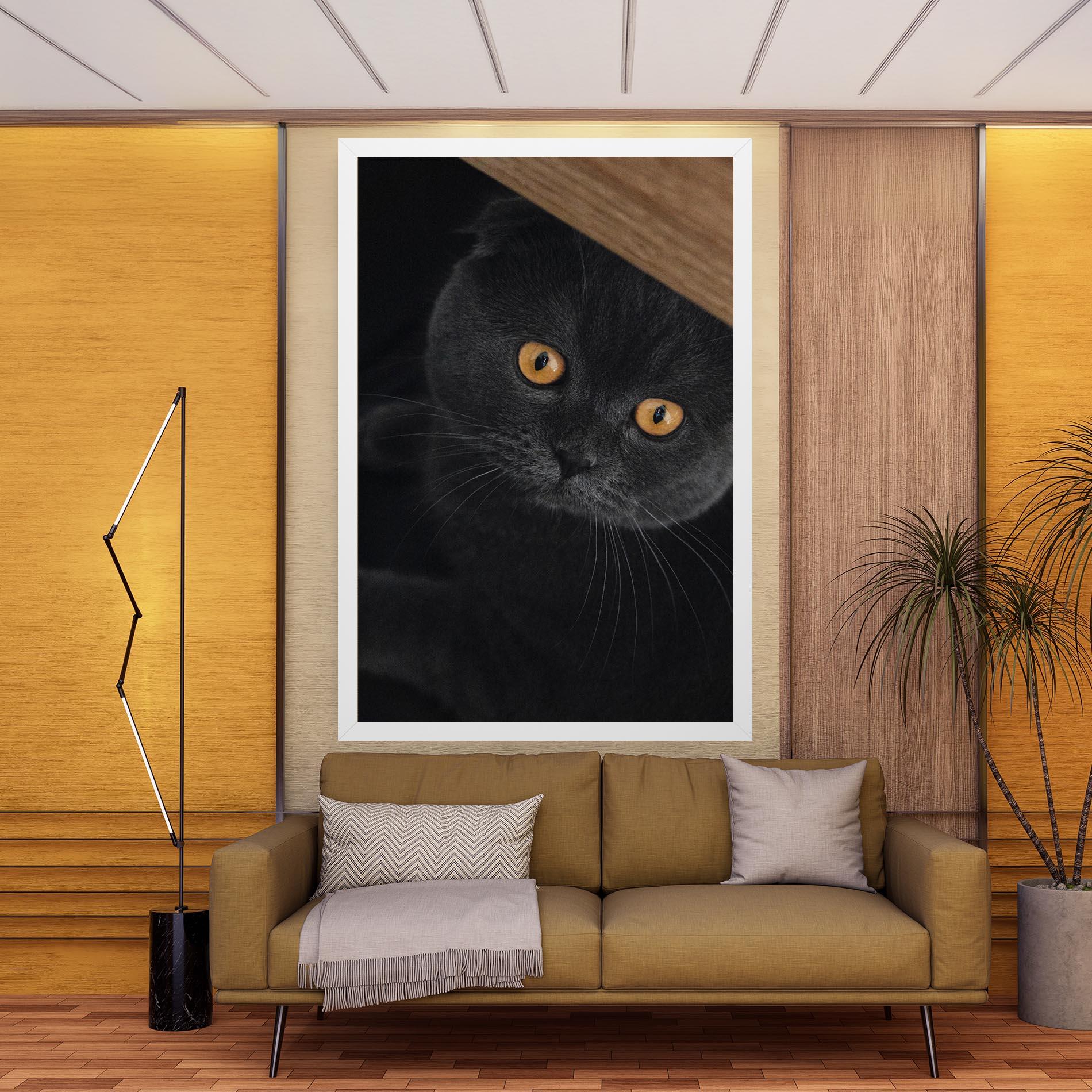 Картина на платно Grey Cat With Orange Eyes mockup 9