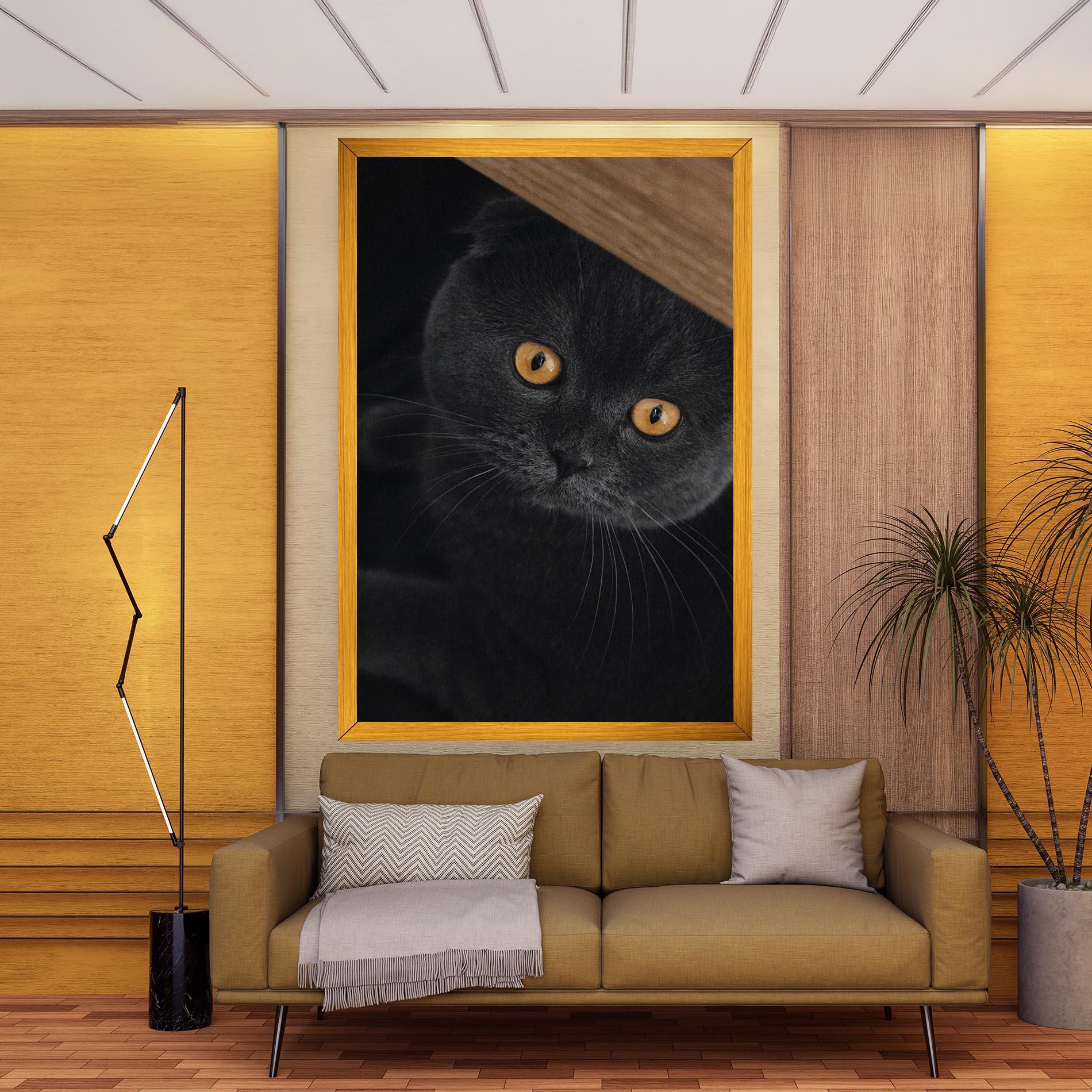 Картина на платно Grey Cat With Orange Eyes mockup 9