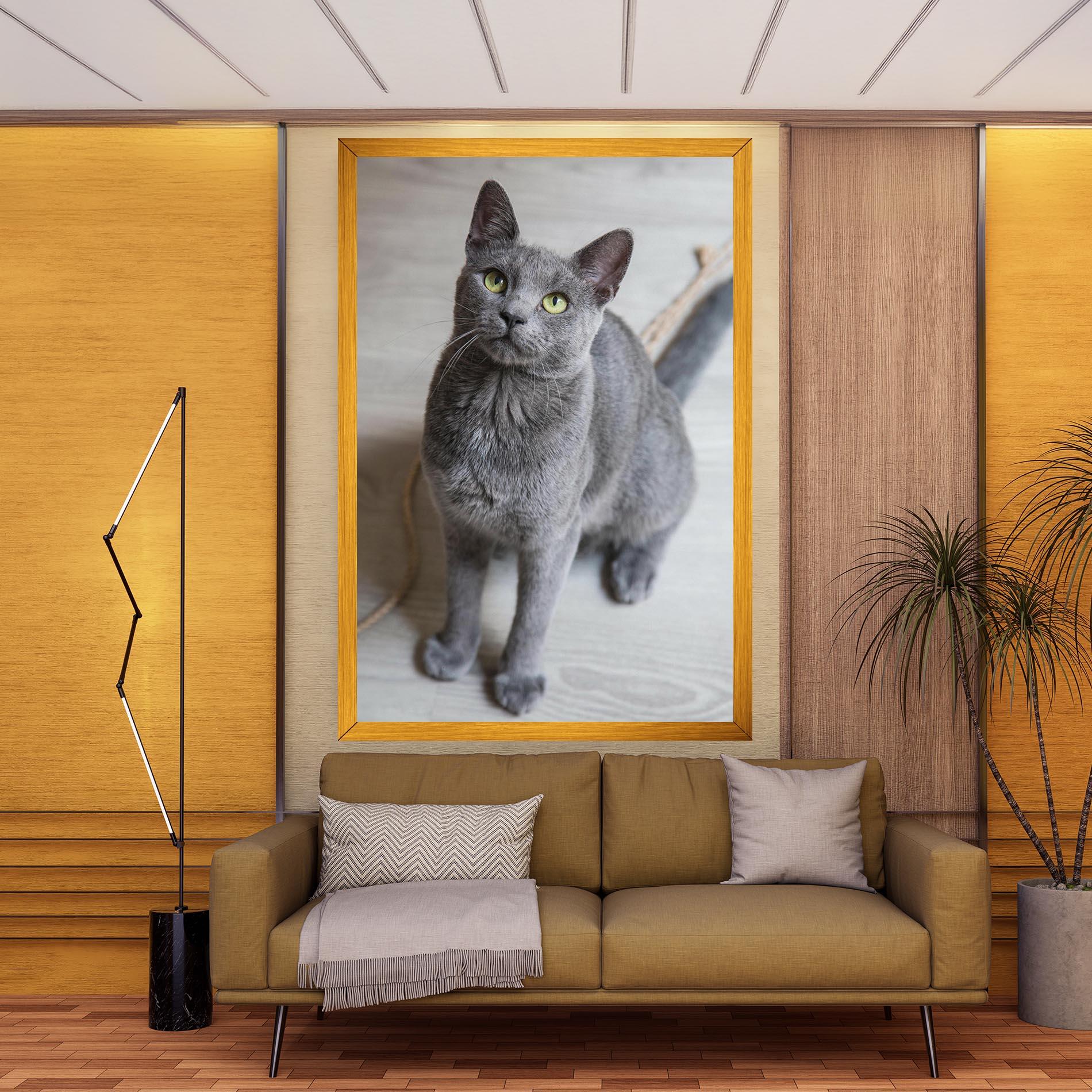 Картина на платно Grey Green Cat Eyes mockup 9