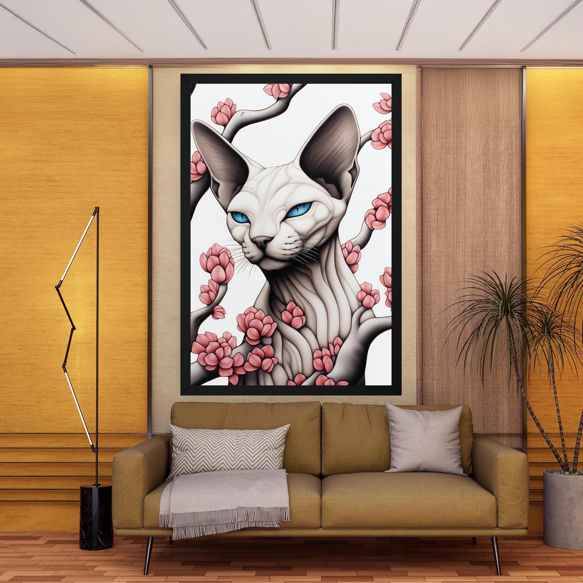 Blue Eyes Cat Drawing mockup 9