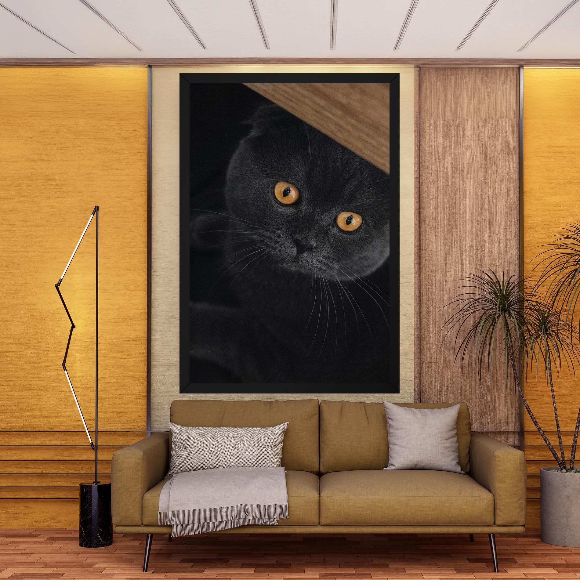 Картина на платно Grey Cat With Orange Eyes mockup 9
