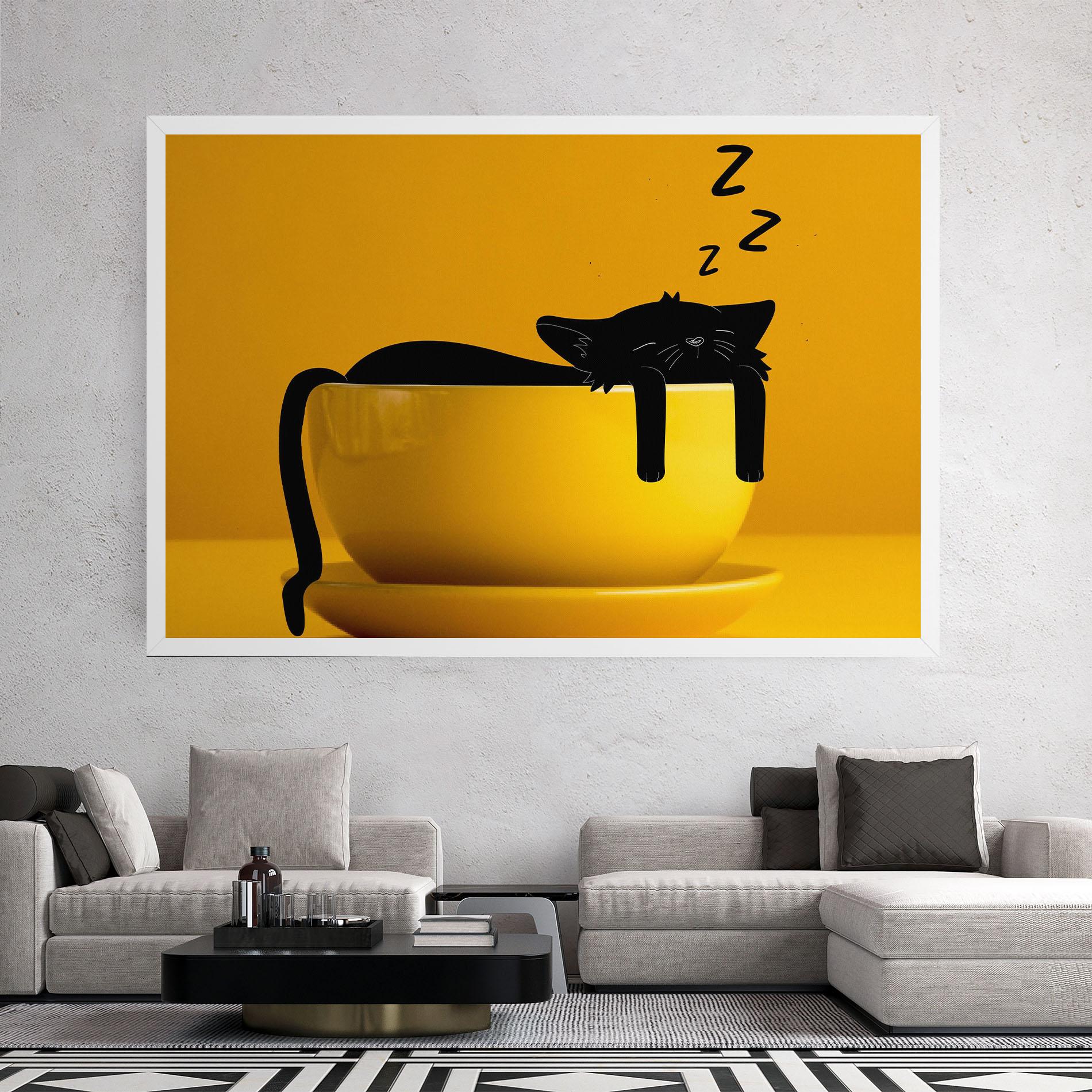 Картина на платно Cat In A Cup mockup 2