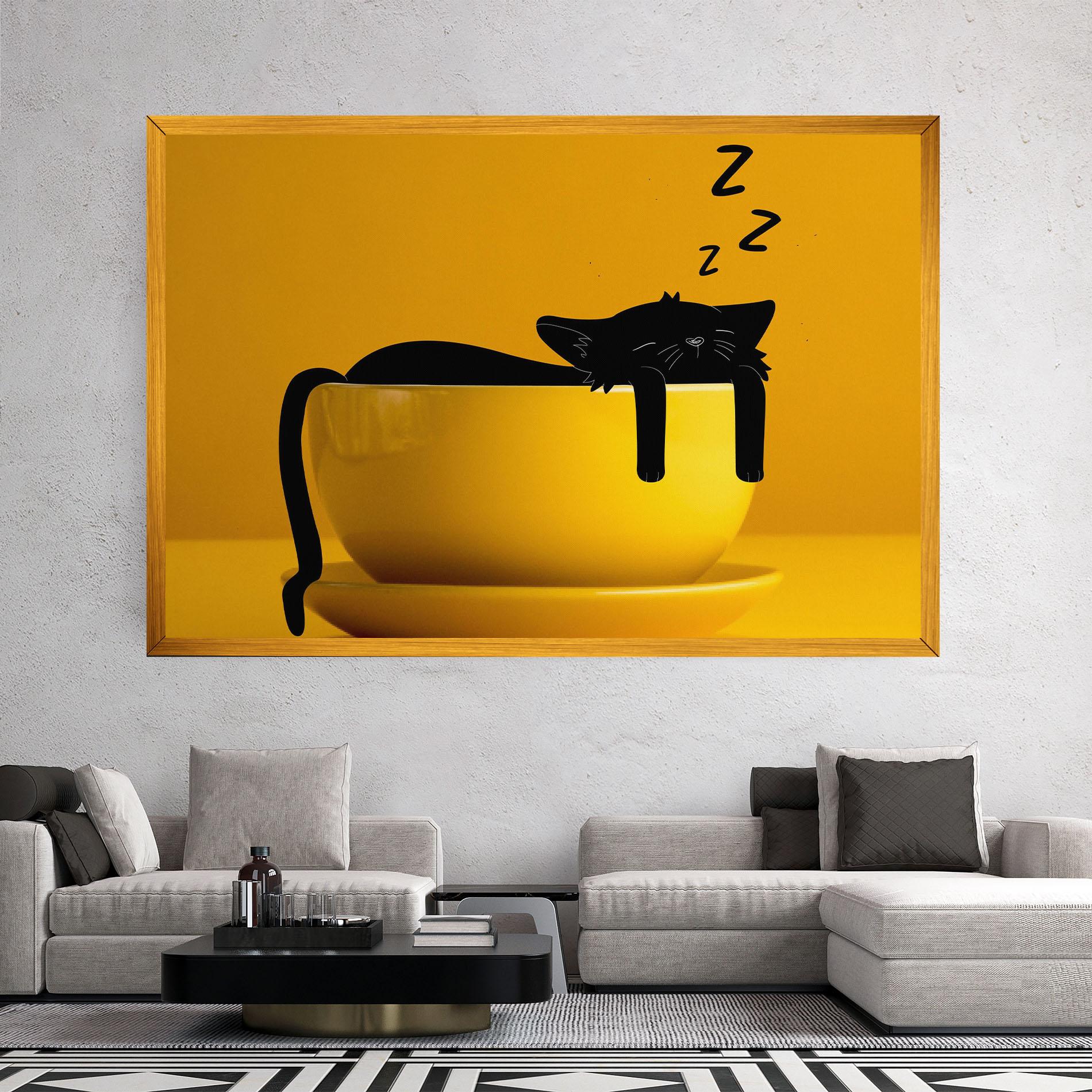 Картина на платно Cat In A Cup mockup 2