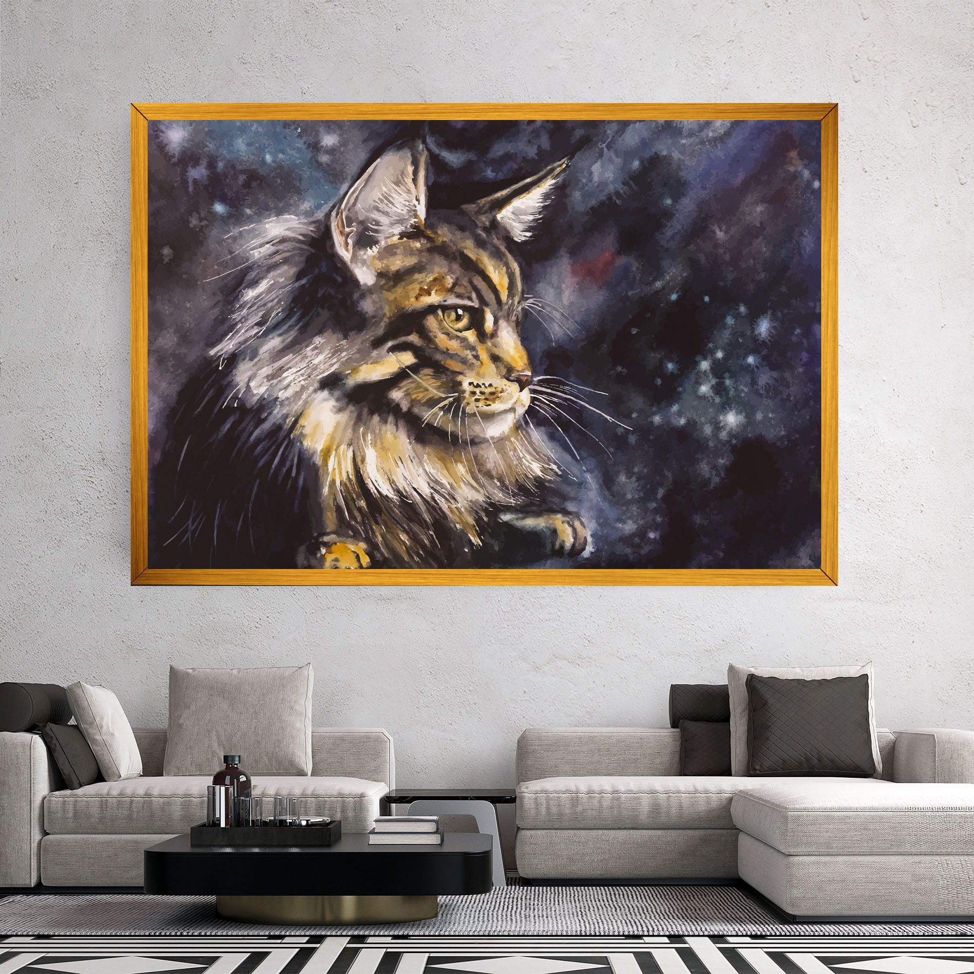 Cat Watercolor Art mockup 2