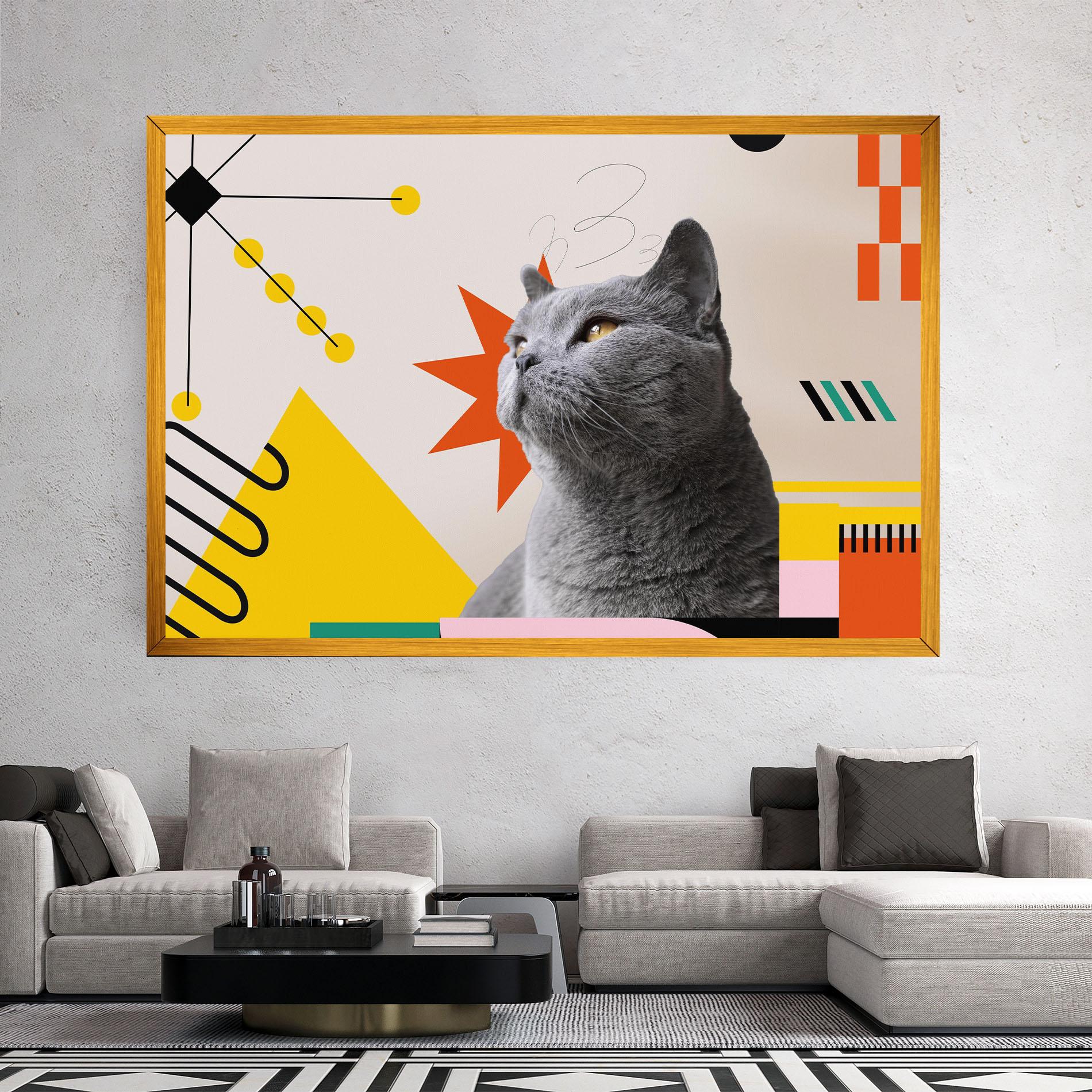Картина на платно Colorful Graphic Cat mockup 2