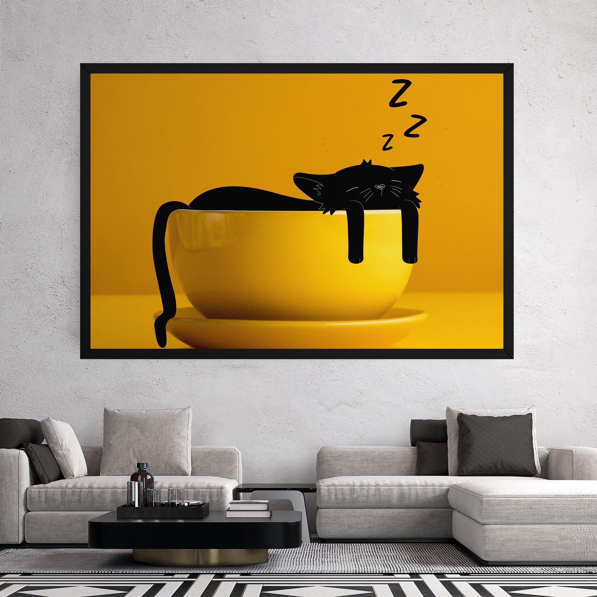 Картина на платно Cat In A Cup mockup 2