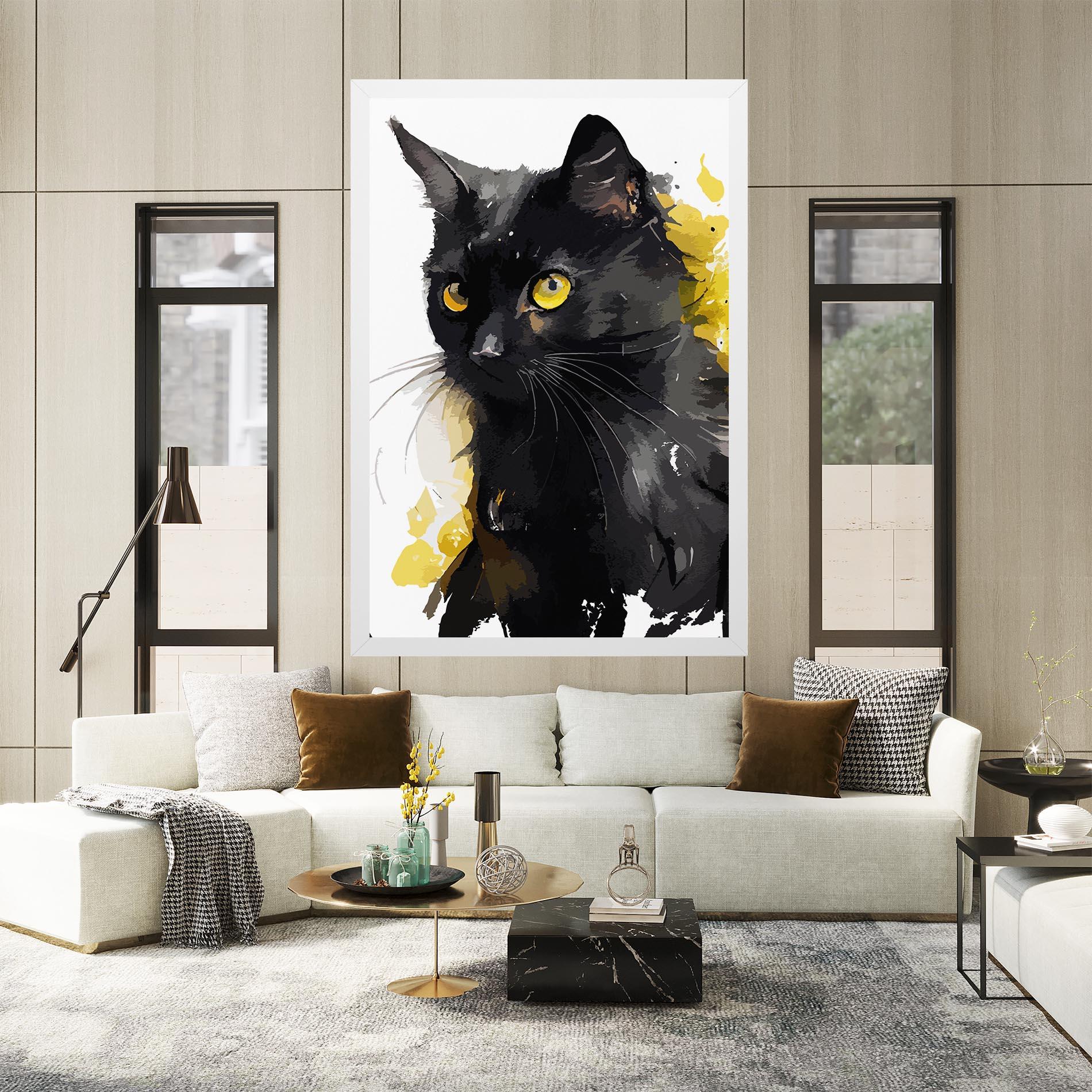 Картина на платно Beautiful Black Cat mockup 2