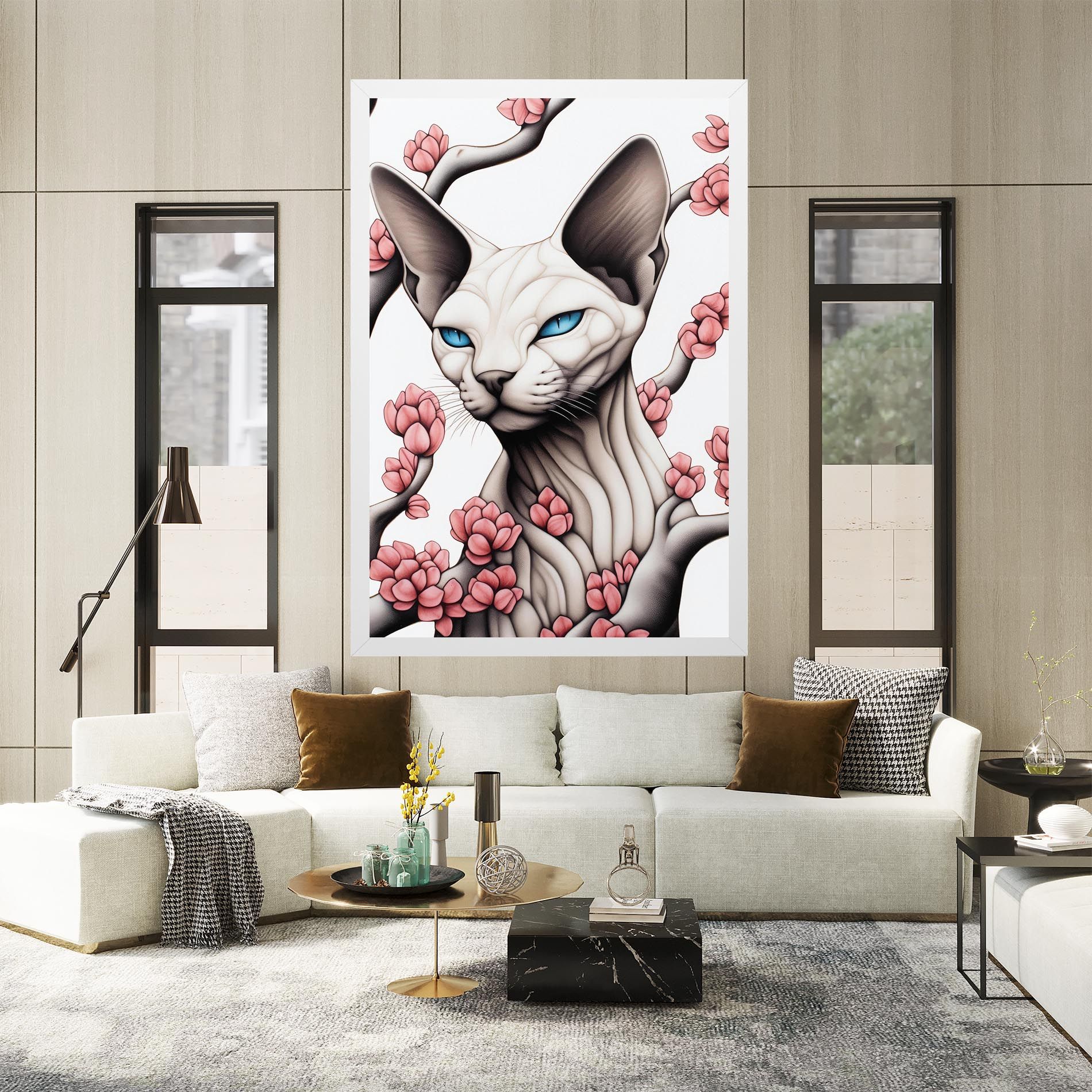 Blue Eyes Cat Drawing mockup 2