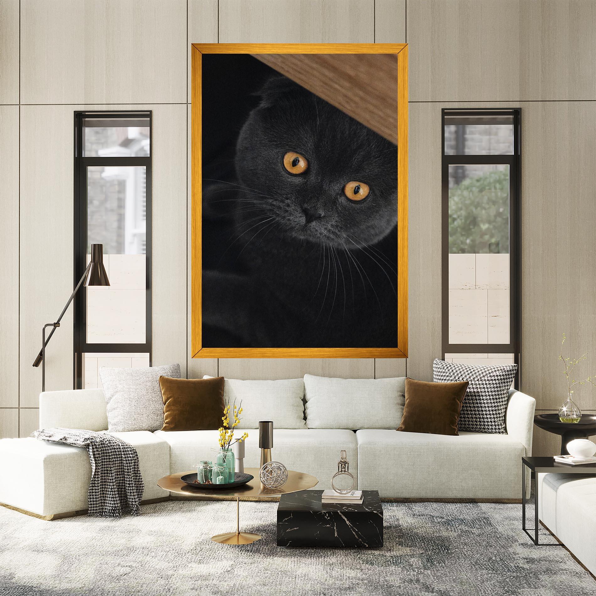 Картина на платно Grey Cat With Orange Eyes mockup 2